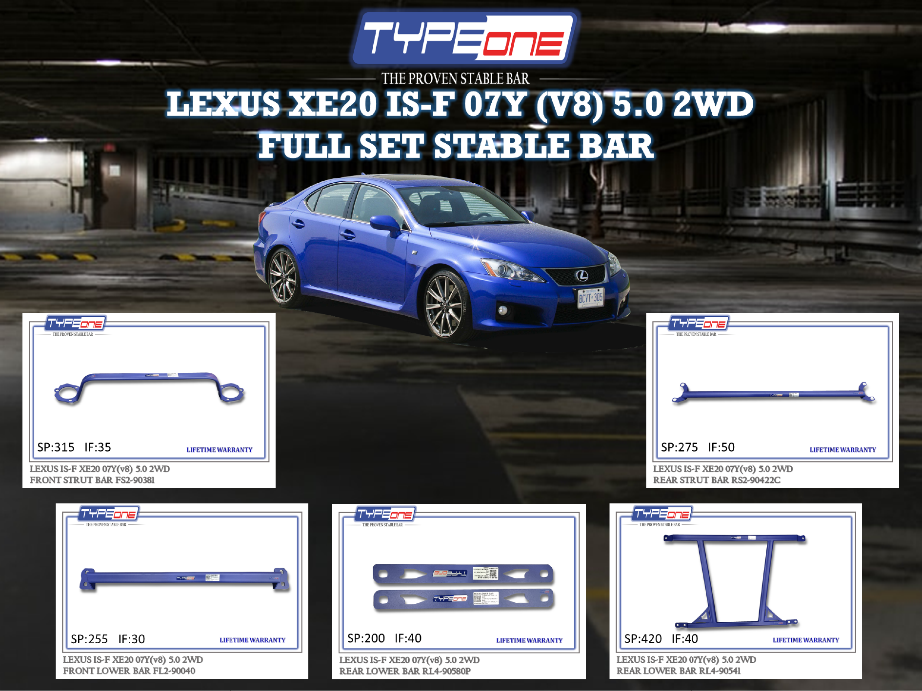 (TYPEONE) LEXUS XE20 IS-F 07Y (V8) 5.0 2WD