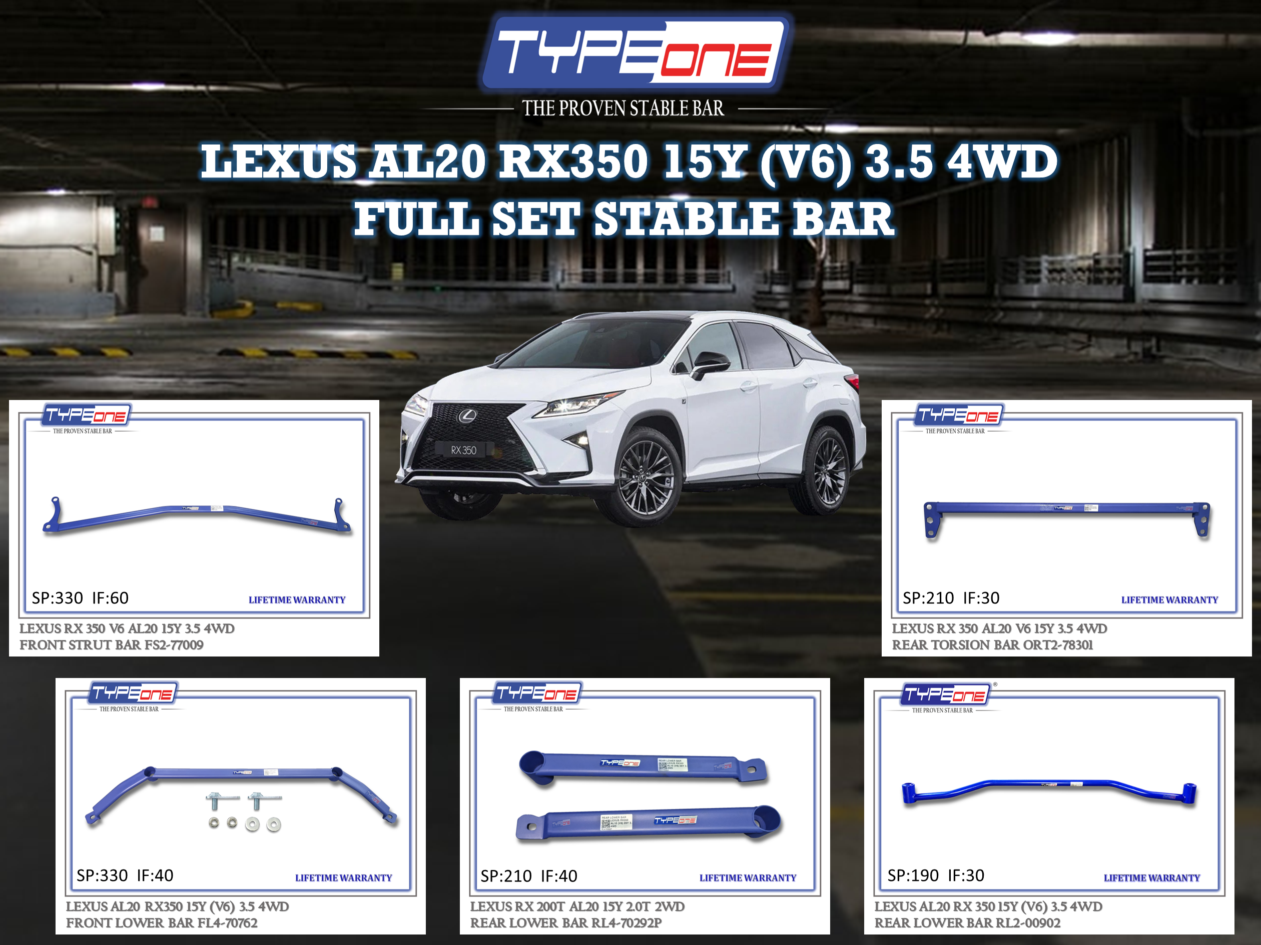 (TYPEONE) LEXUS AL20 RX350 15Y (V6) 3.5 4WD