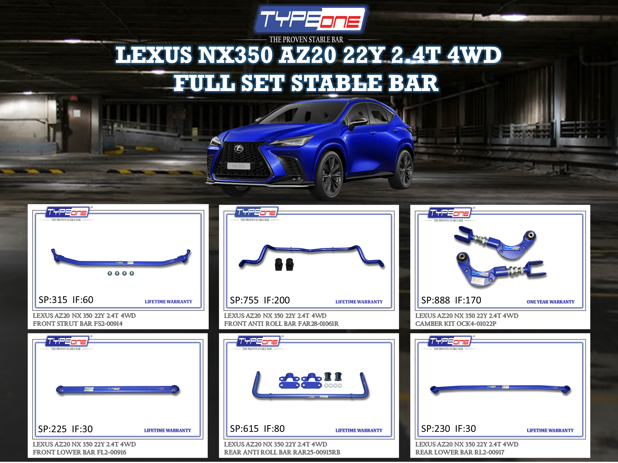 (TYPEONE) LEXUS AZ20 NX350 22Y 2.4T 4WD