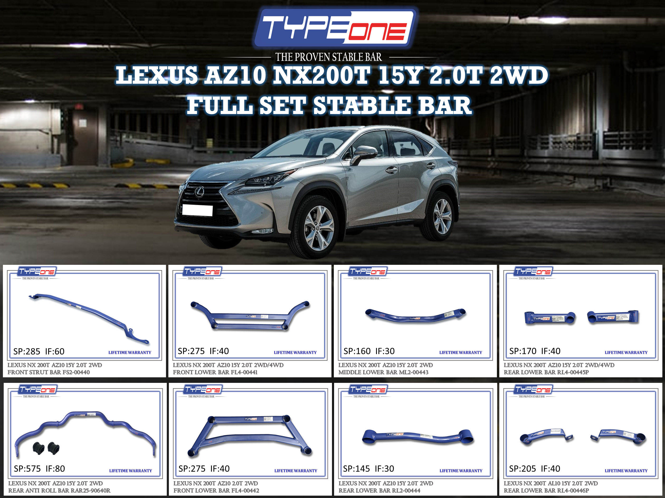 (TYPEONE) LEXUS AZ10 NX200T 15Y 2.0T 2WD