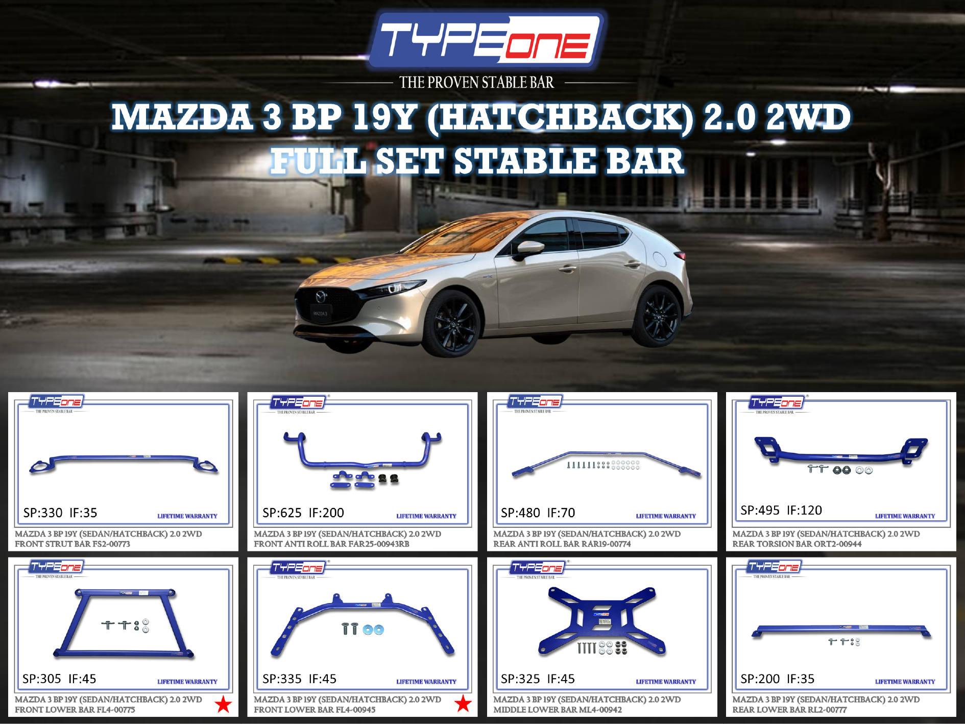 (TYPEONE) MAZDA 3 BP 19Y (HATCHBACK) 2.0 2WD