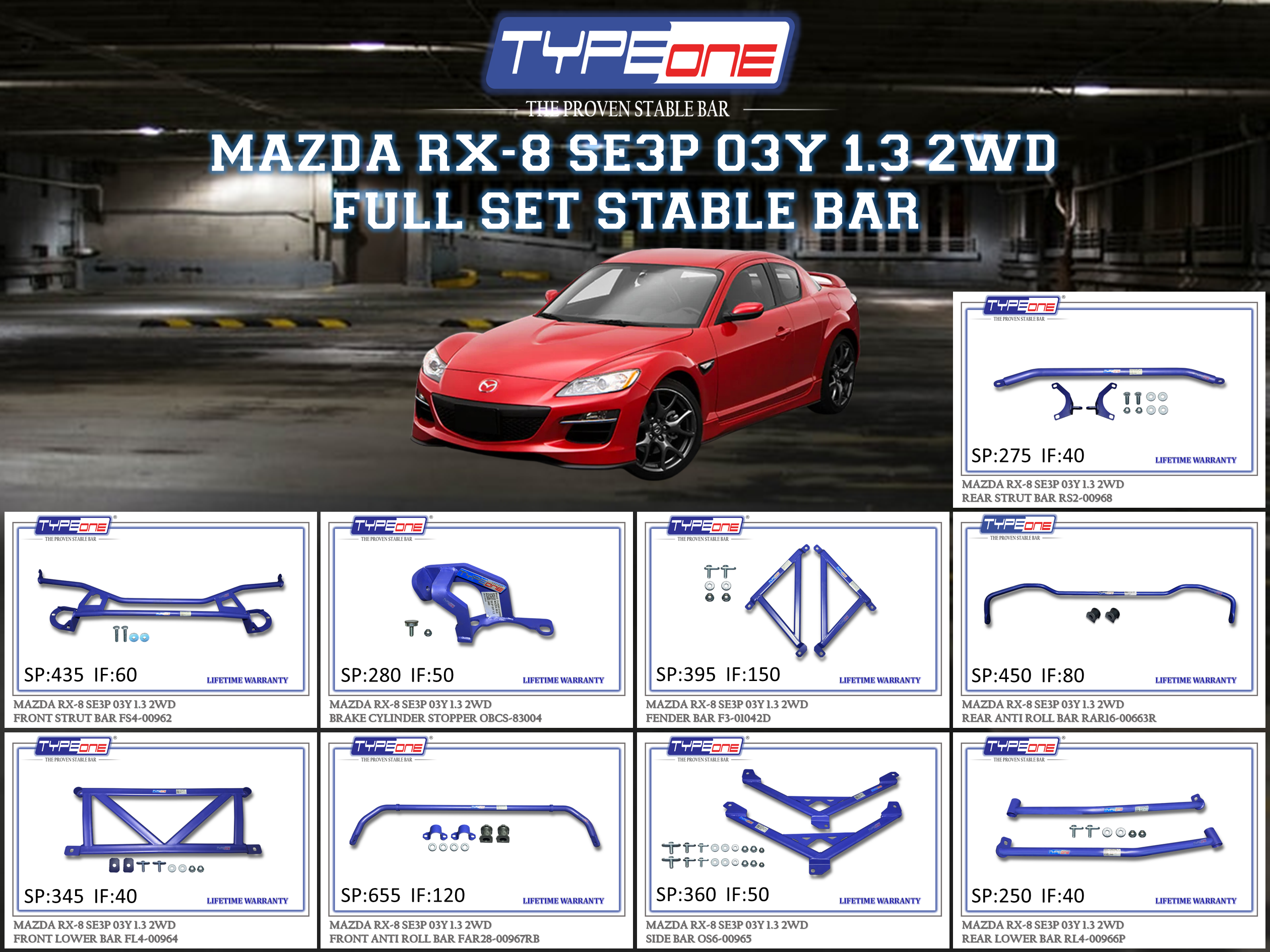 (TYPEONE) MAZDA RX-8 SE3P 03Y 1.3 2WD