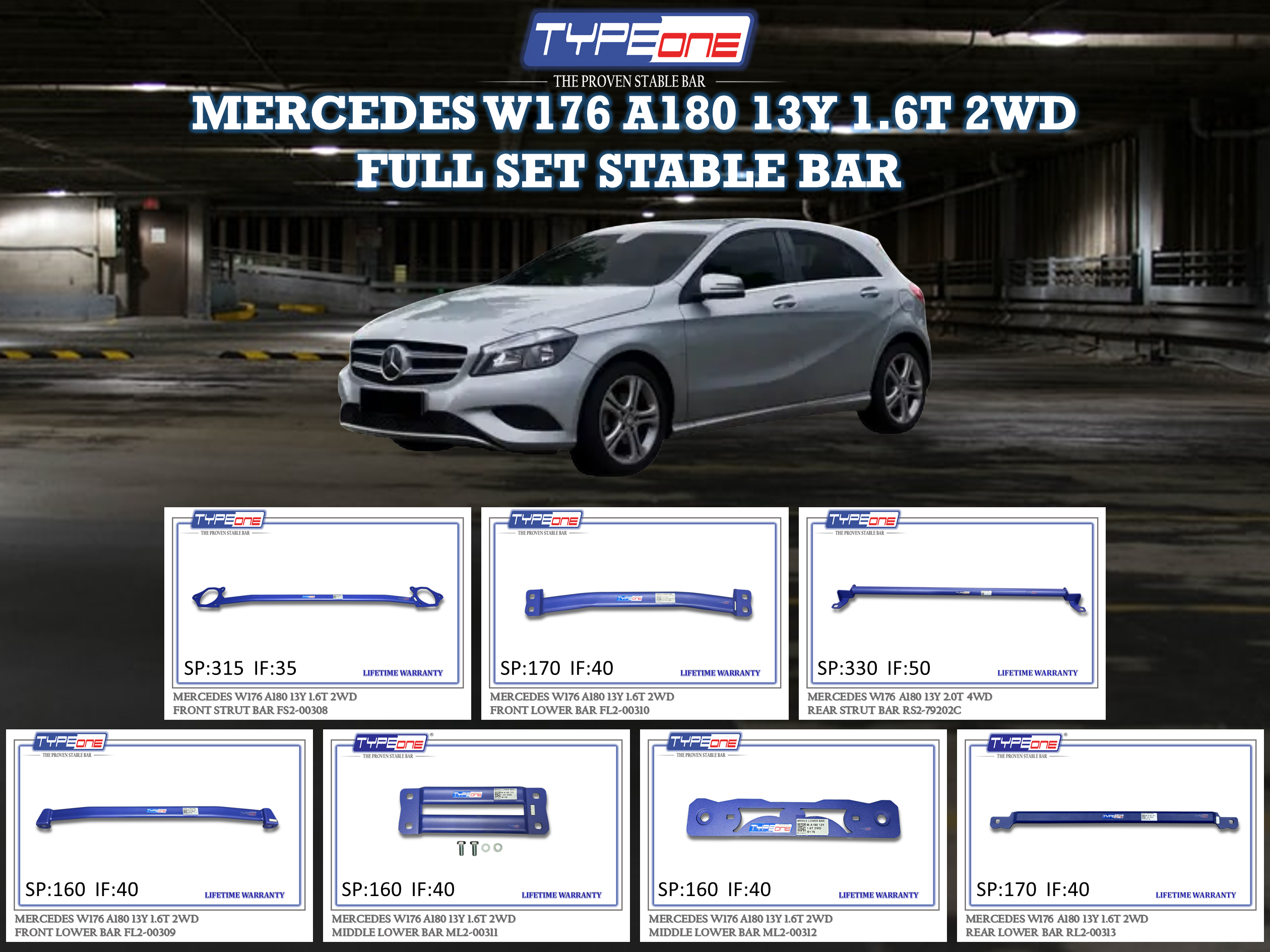 (TYPEONE) MERCEDES W176 A180 13Y 1.6T 2WD
