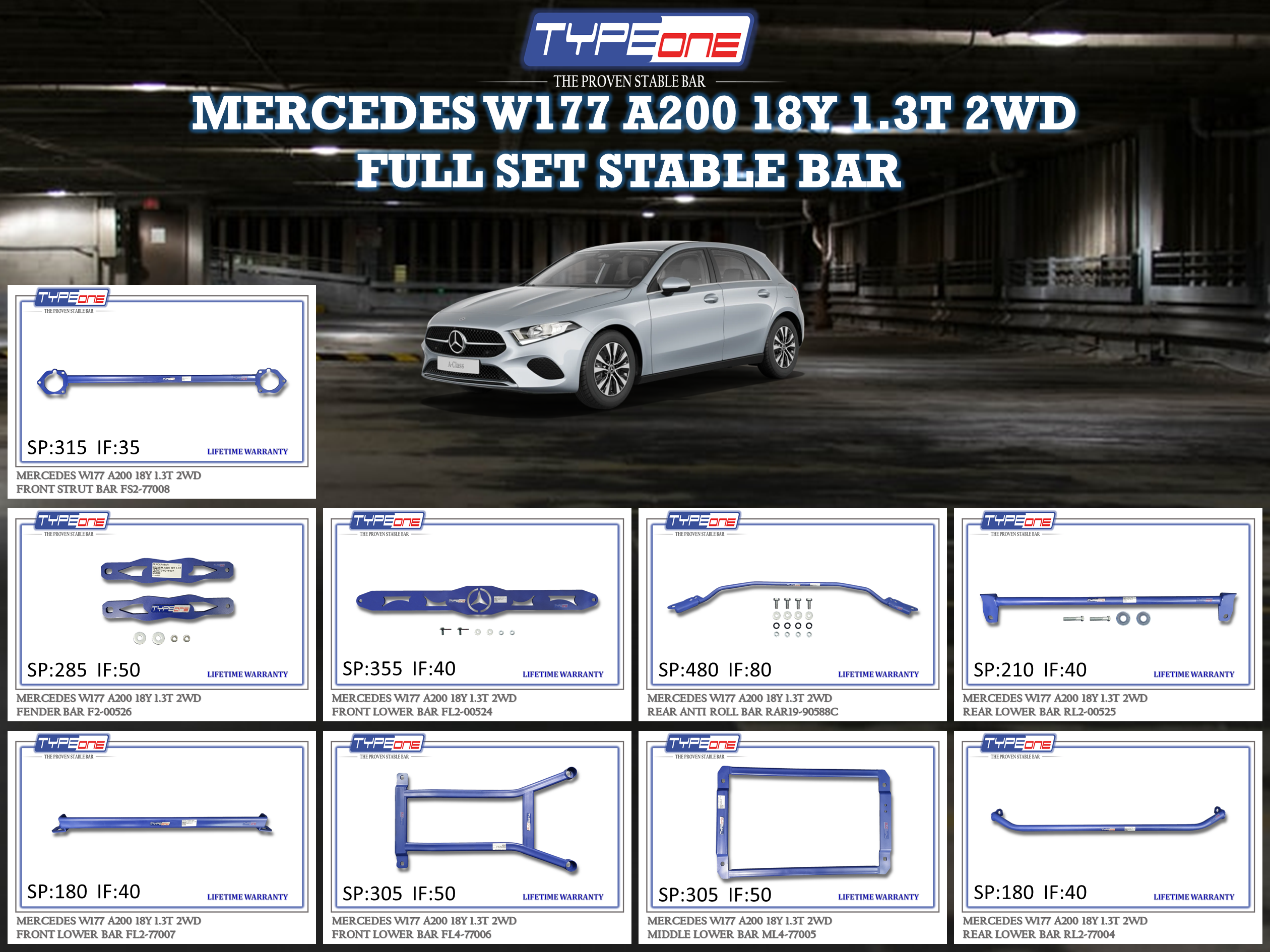 (TYPEONE) MERCEDES W177 A200 18Y 1.3T 2WD