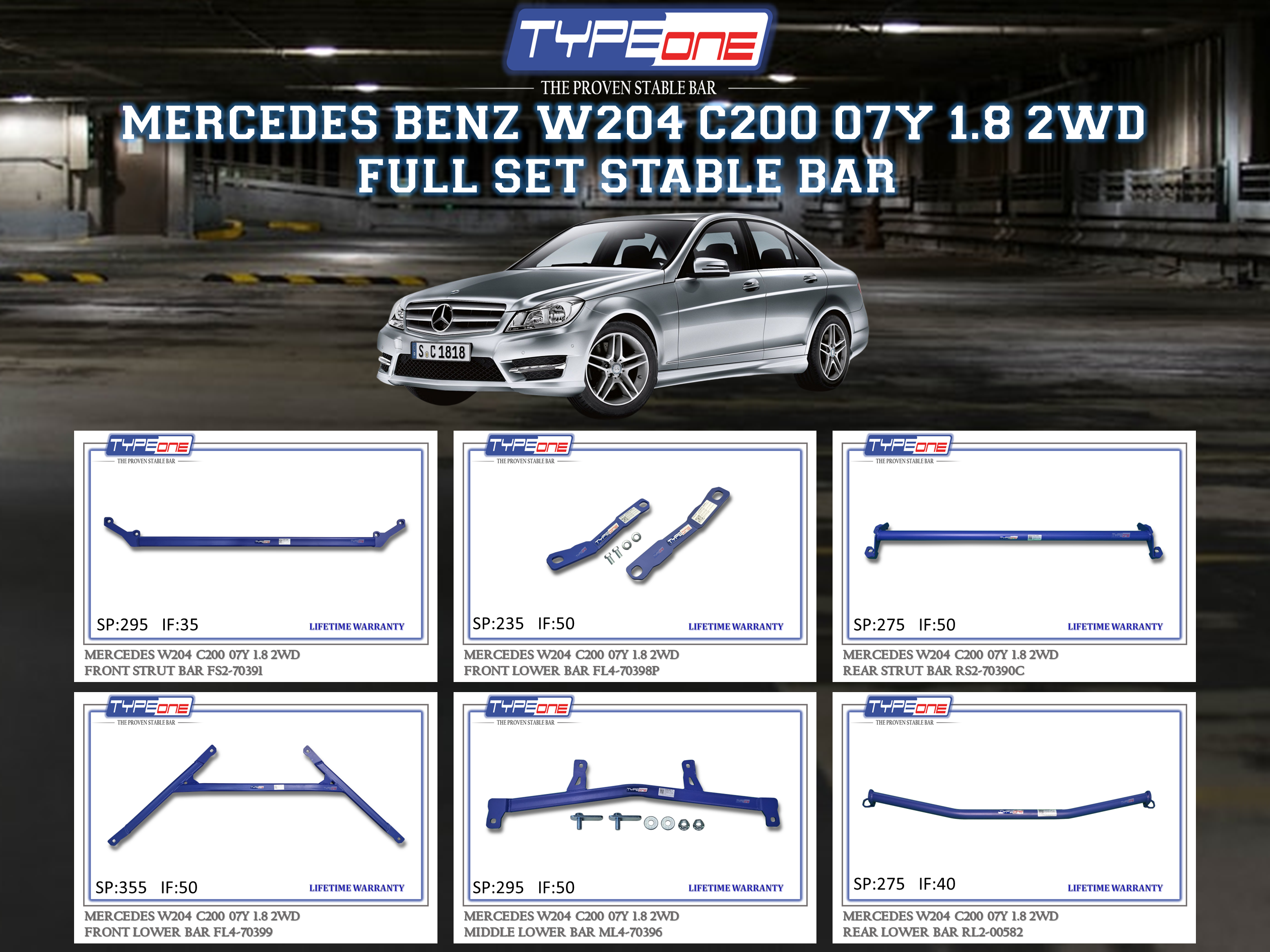 (TYPEONE) MERCEDES BENZ W204 C200 07Y 1.8 2WD