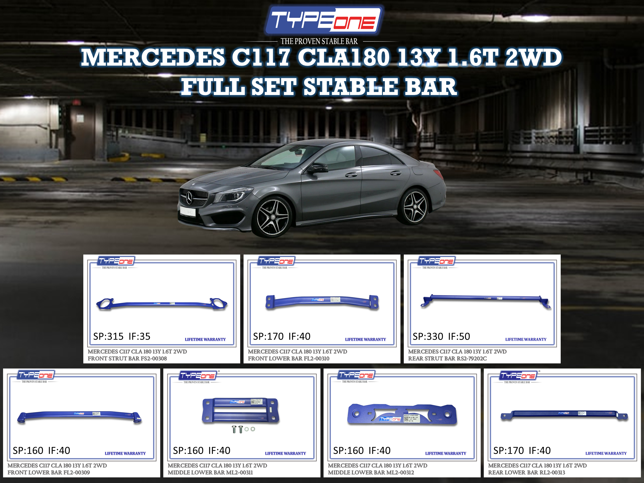 (TYPEONE) MERCEDES C117 CLA180 13Y 1.6T 2WD