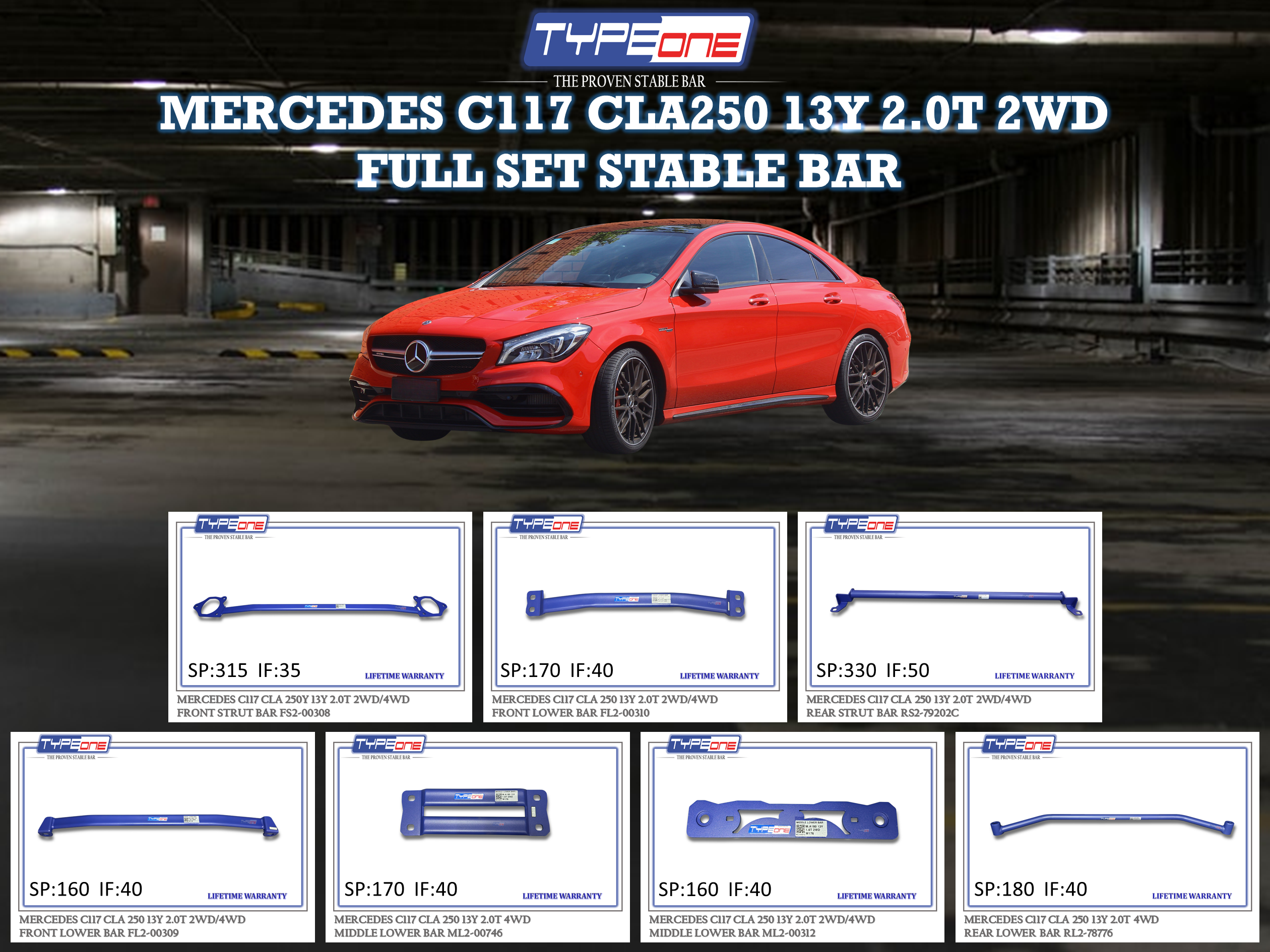 (TYPEONE) MERCEDES C117 CLA250 13Y 2.0T 4WD