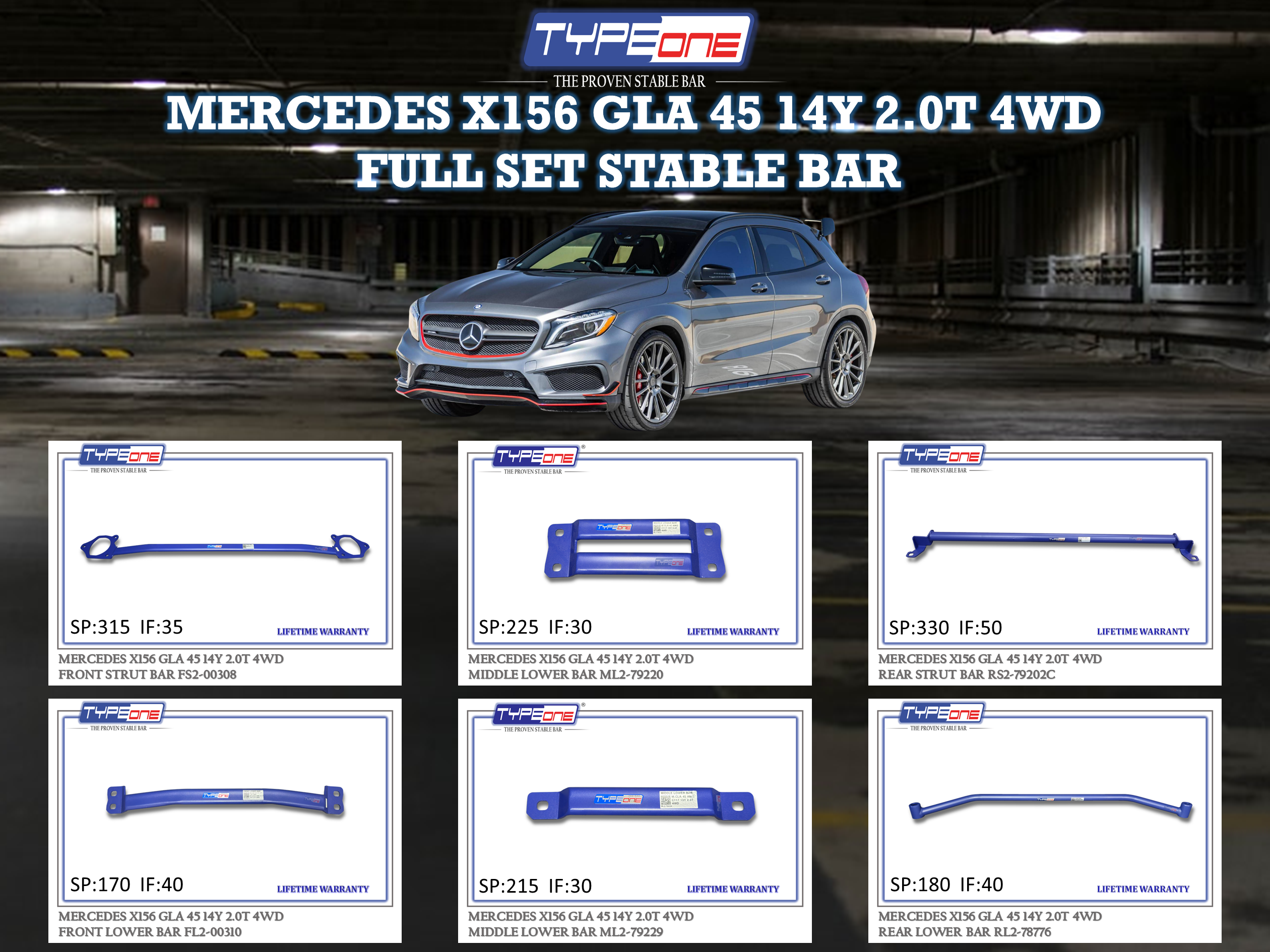 (TYPEONE) MERCEDES X156 GLA 45 14Y 2.0T 4WD
