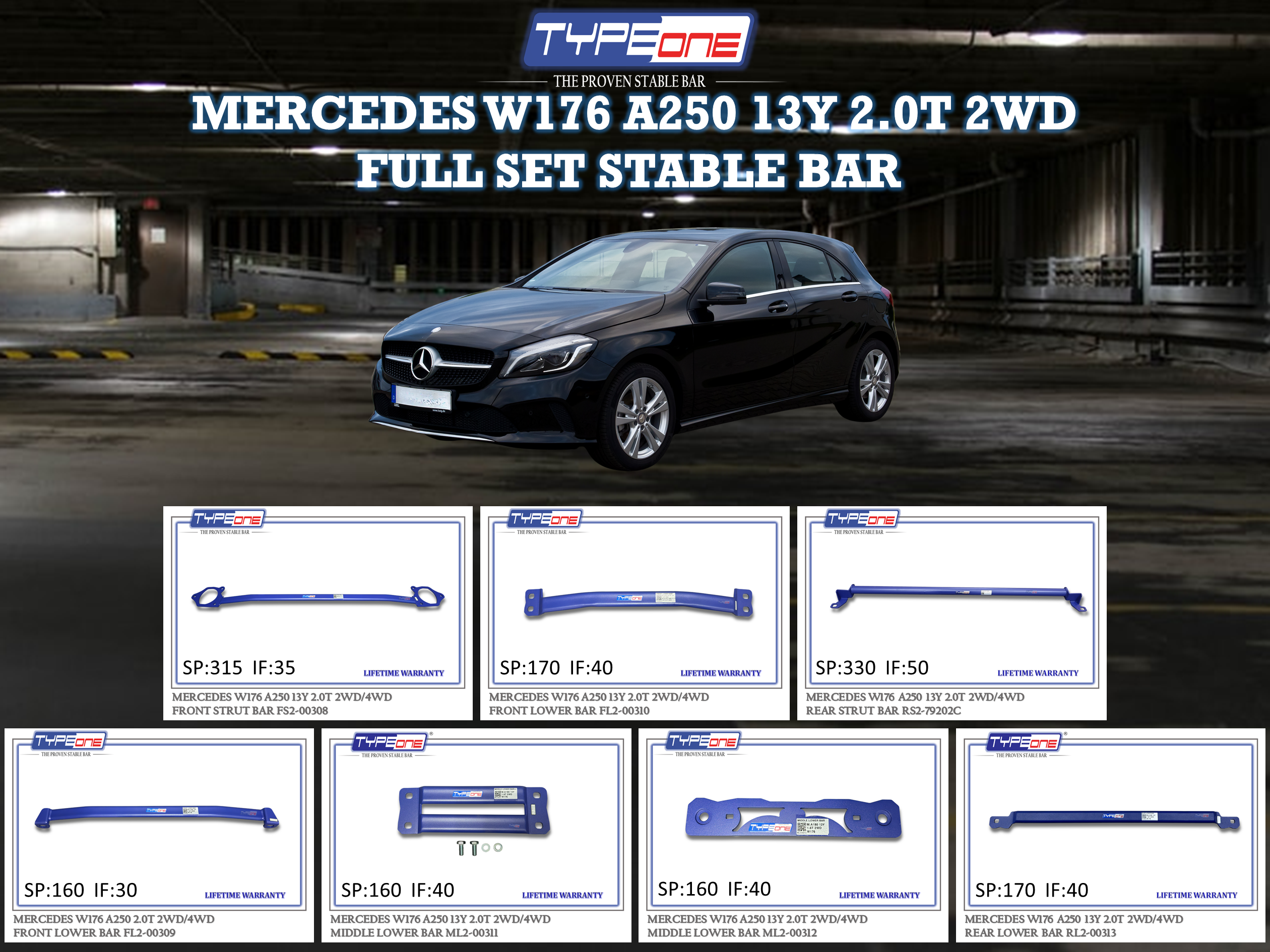 (TYPEONE) MERCEDES W176 A250 13Y 2.0T 2WD / 4WD
