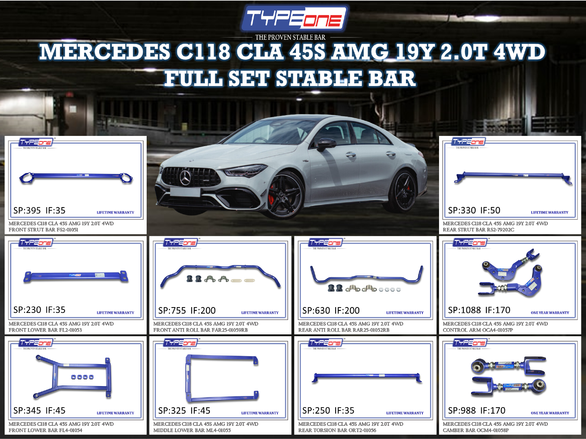 (TYPEONE) MERCEDES C118 CLA 45S AMG 19Y 2.0T 4WD
