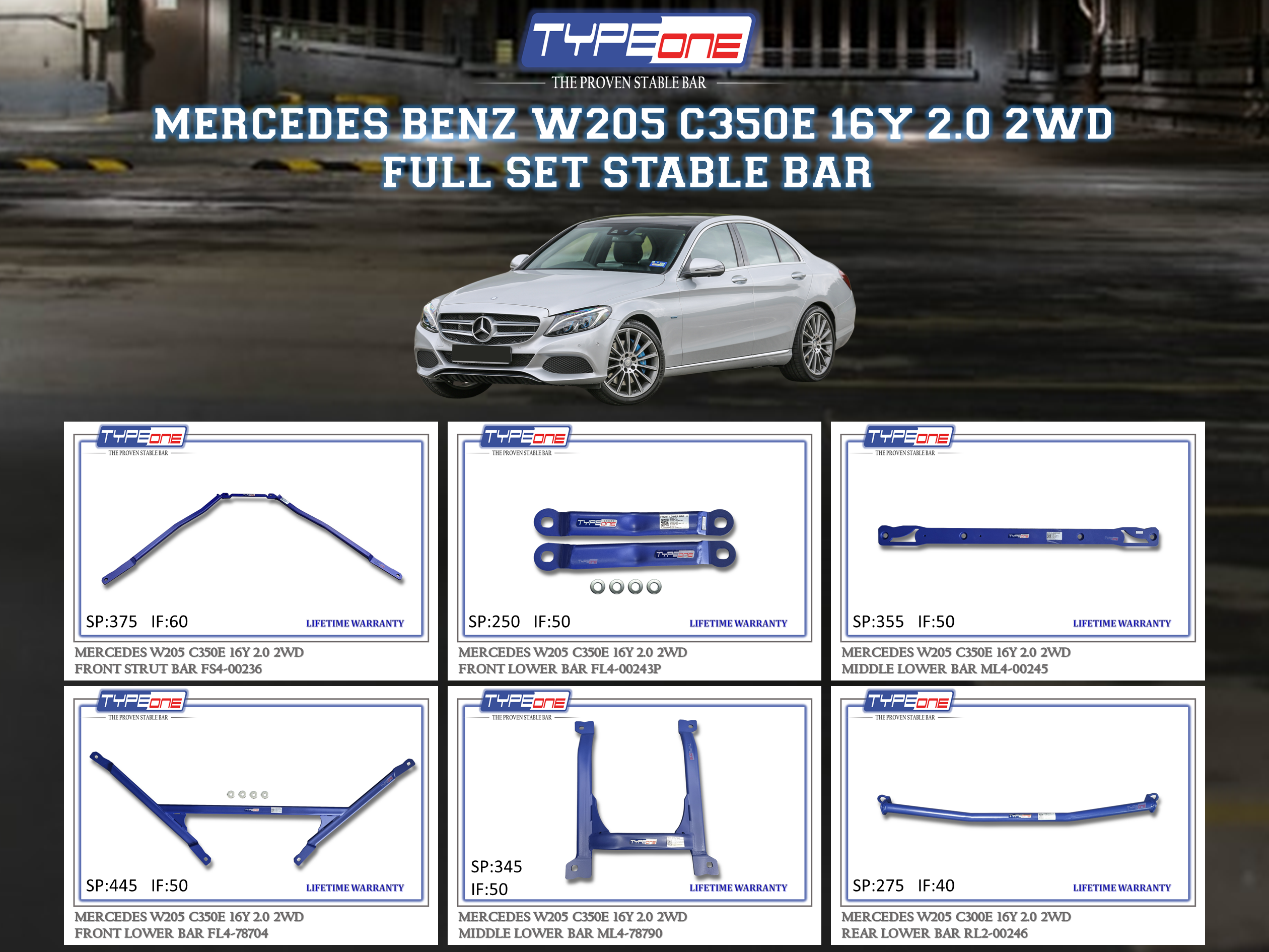 (TYPEONE) MERCEDES BENZ W205 C350E 16Y 2.0 2WD
