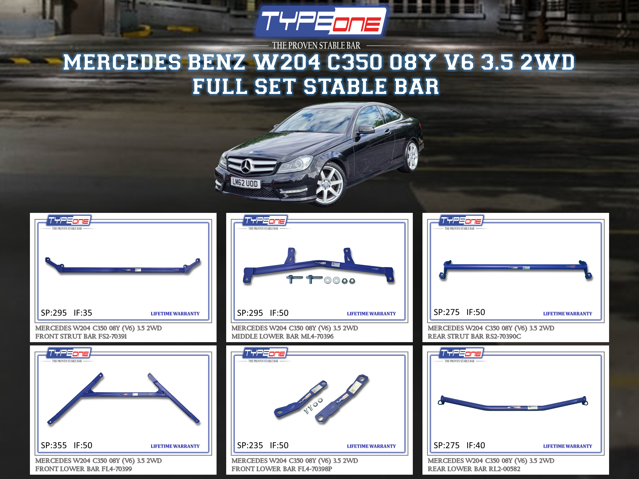 (TYPEONE) MERCEDES BENZ W204 C350 08Y (V6) 3.5 2WD