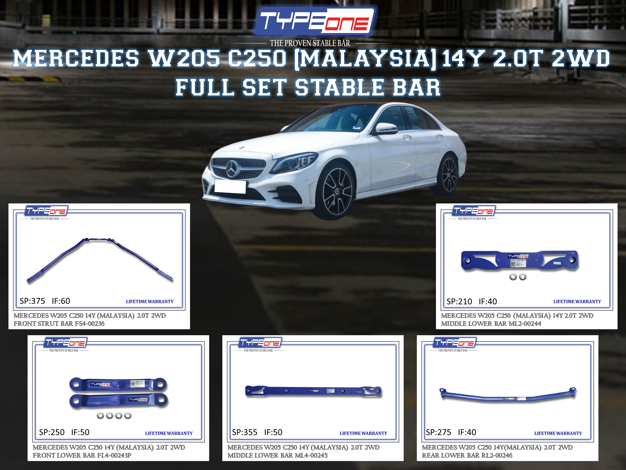 (TYPEONE) MERCEDES BENZ W205 C250 14Y (MALAYSIA) 2.0T 2WD