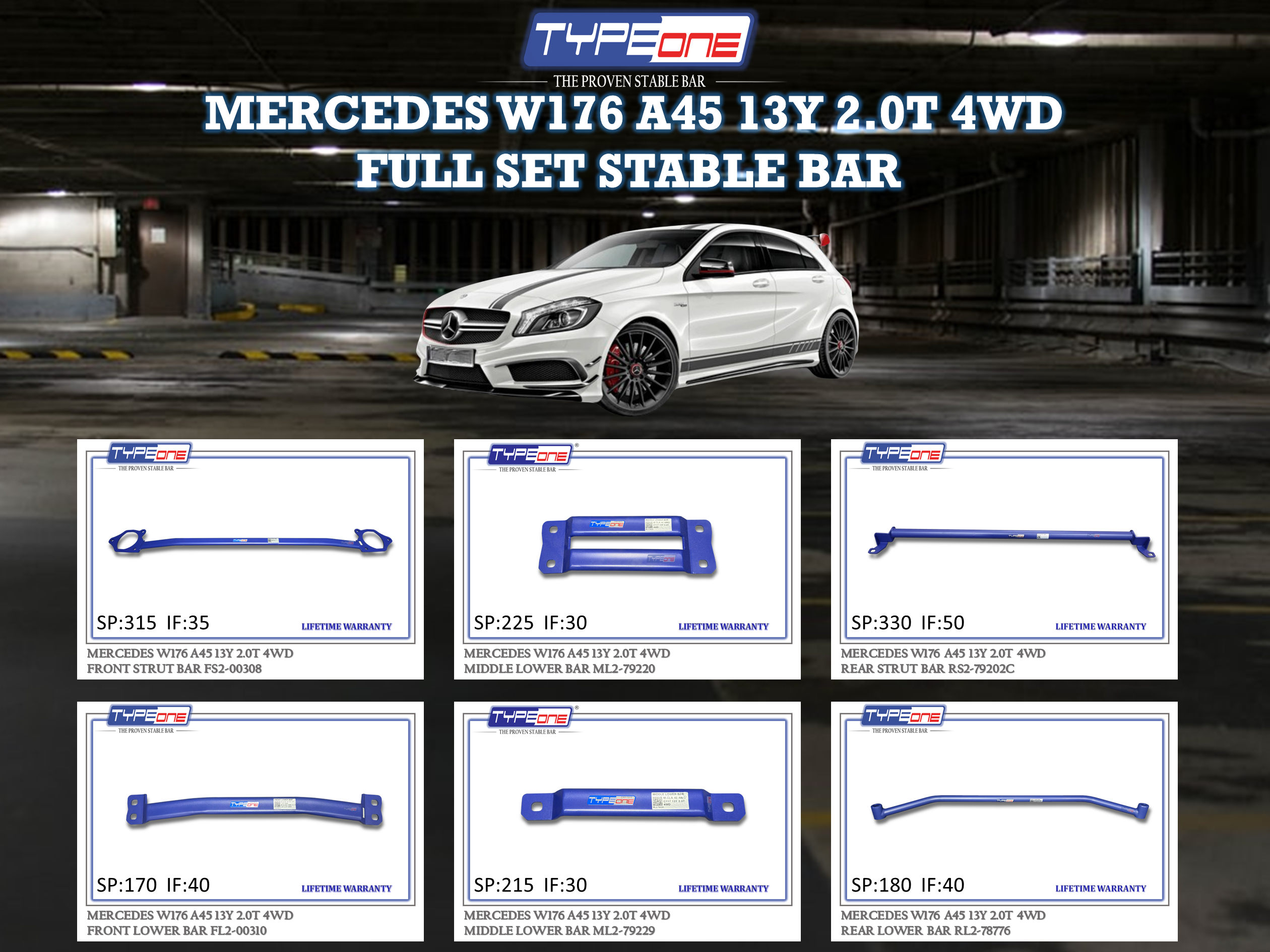 (TYPEONE) MERCEDES W176 A45 13Y 2.0T 4WD