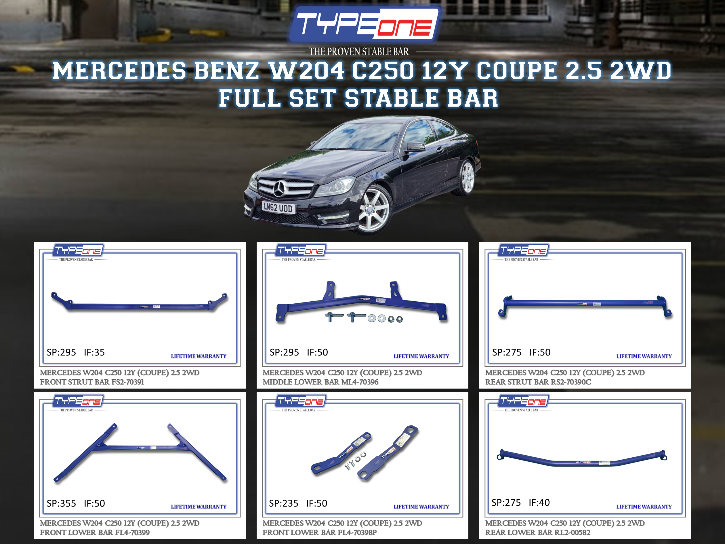 (TYPEONE) MERCEDES BENZ W204 C250 12Y (COUPE) 2.5 2WD