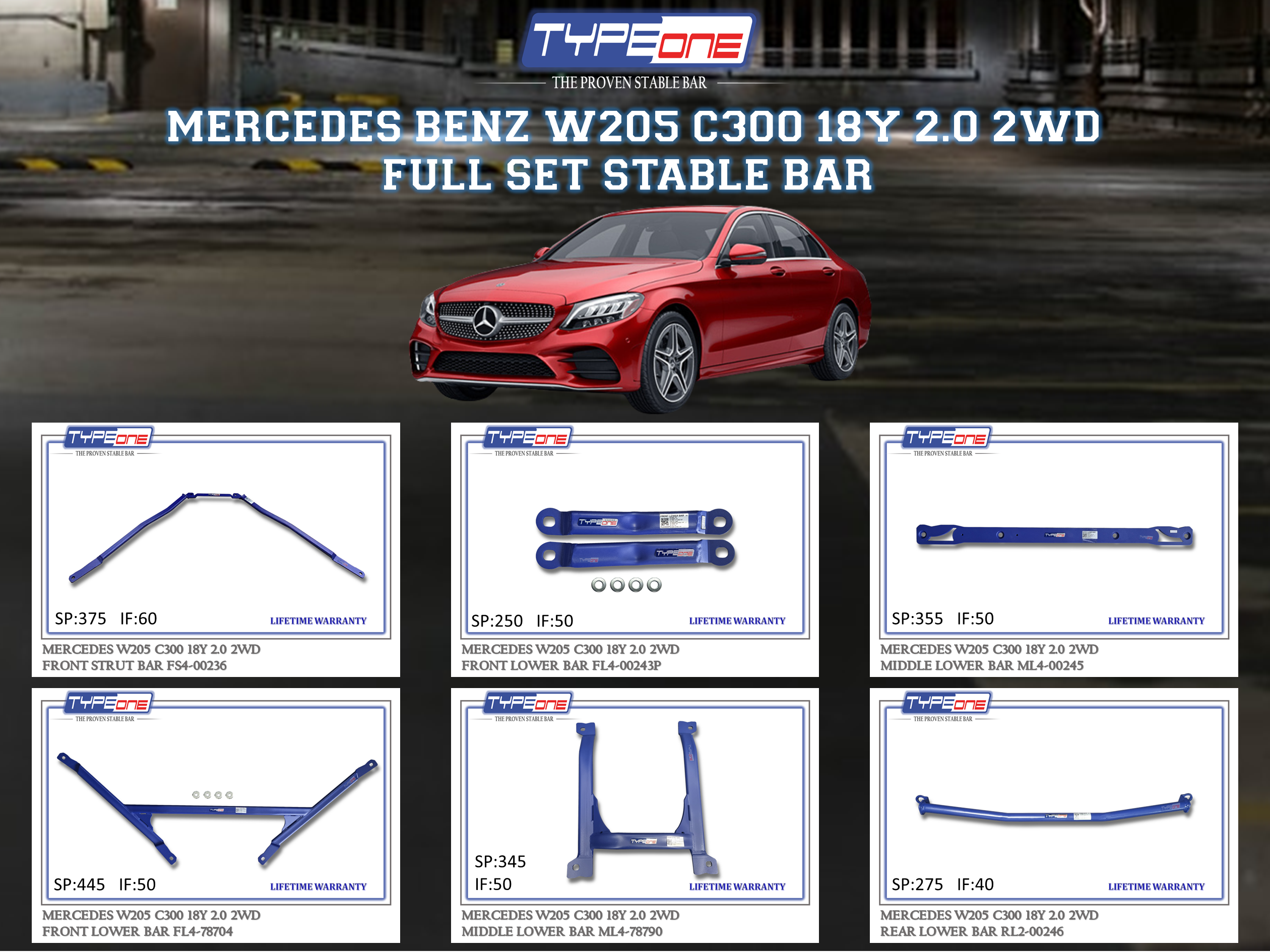 (TYPEONE) MERCEDES BENZ W205 C300 18Y 2.0 2WD