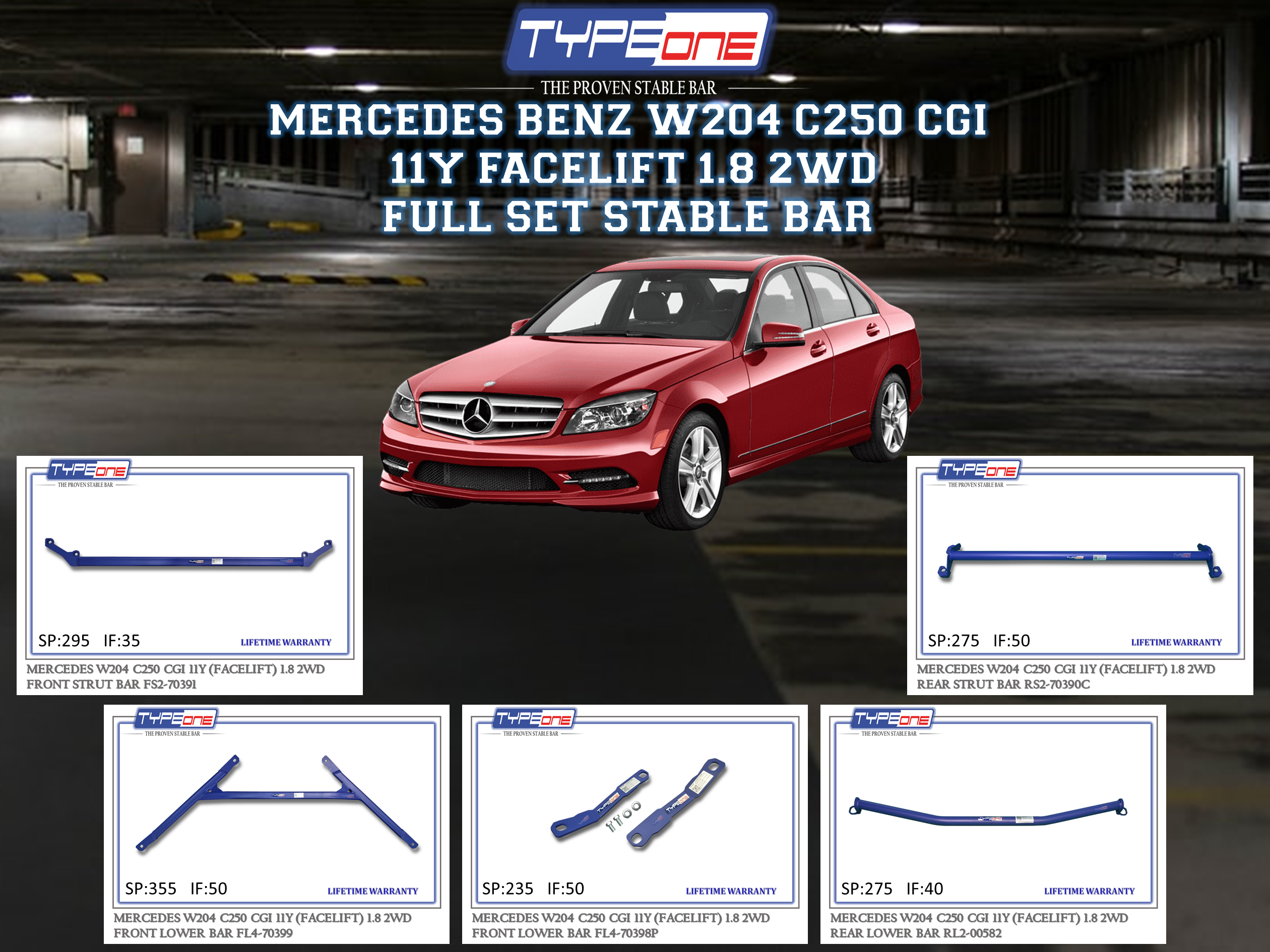 (TYPEONE) MERCEDES BENZ W204 C250 CGI 11Y (FACELIFT) 1.8 2WD