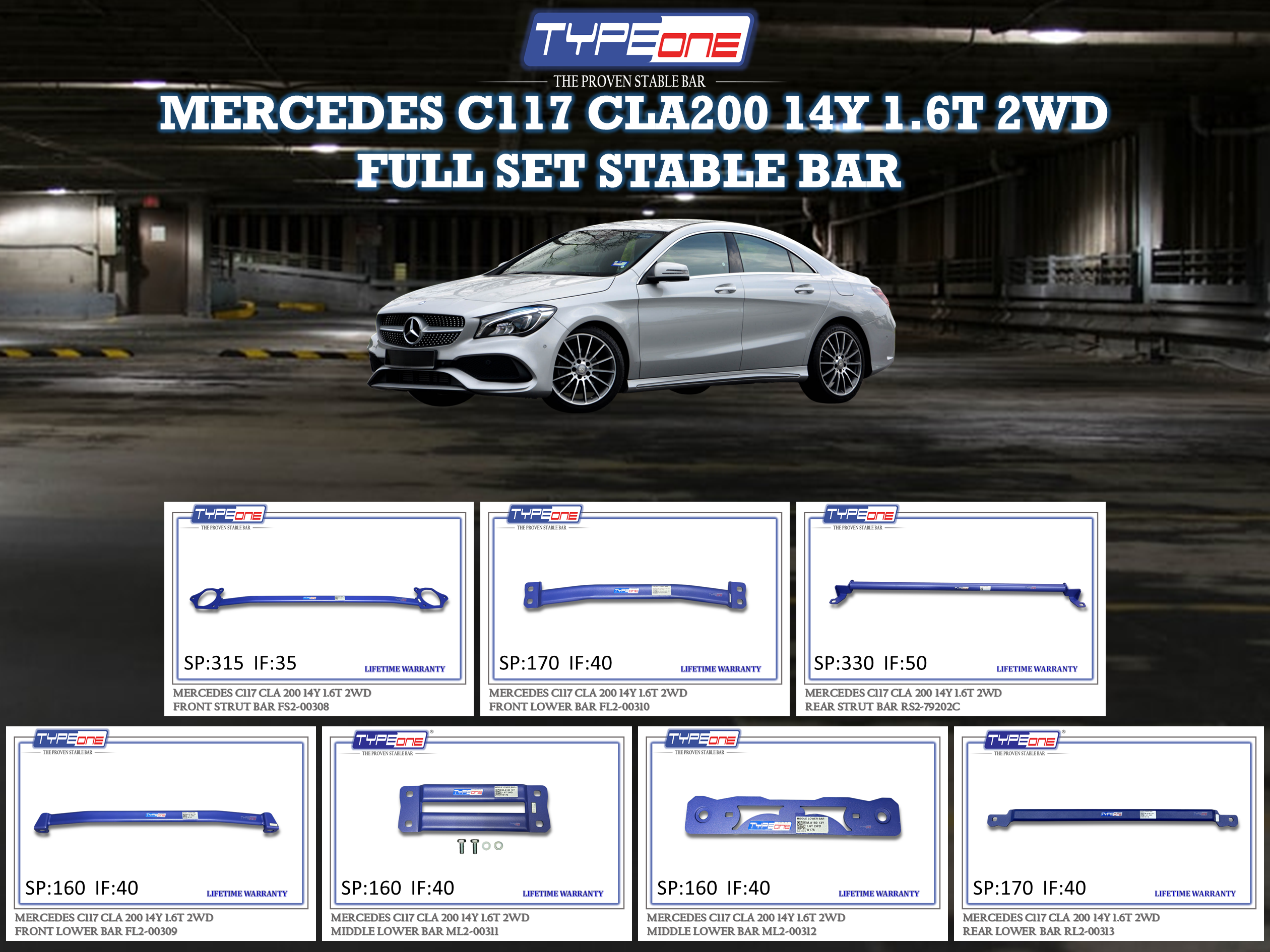 (TYPEONE) MERCEDES C117 CLA200 14Y 1.6T 2WD