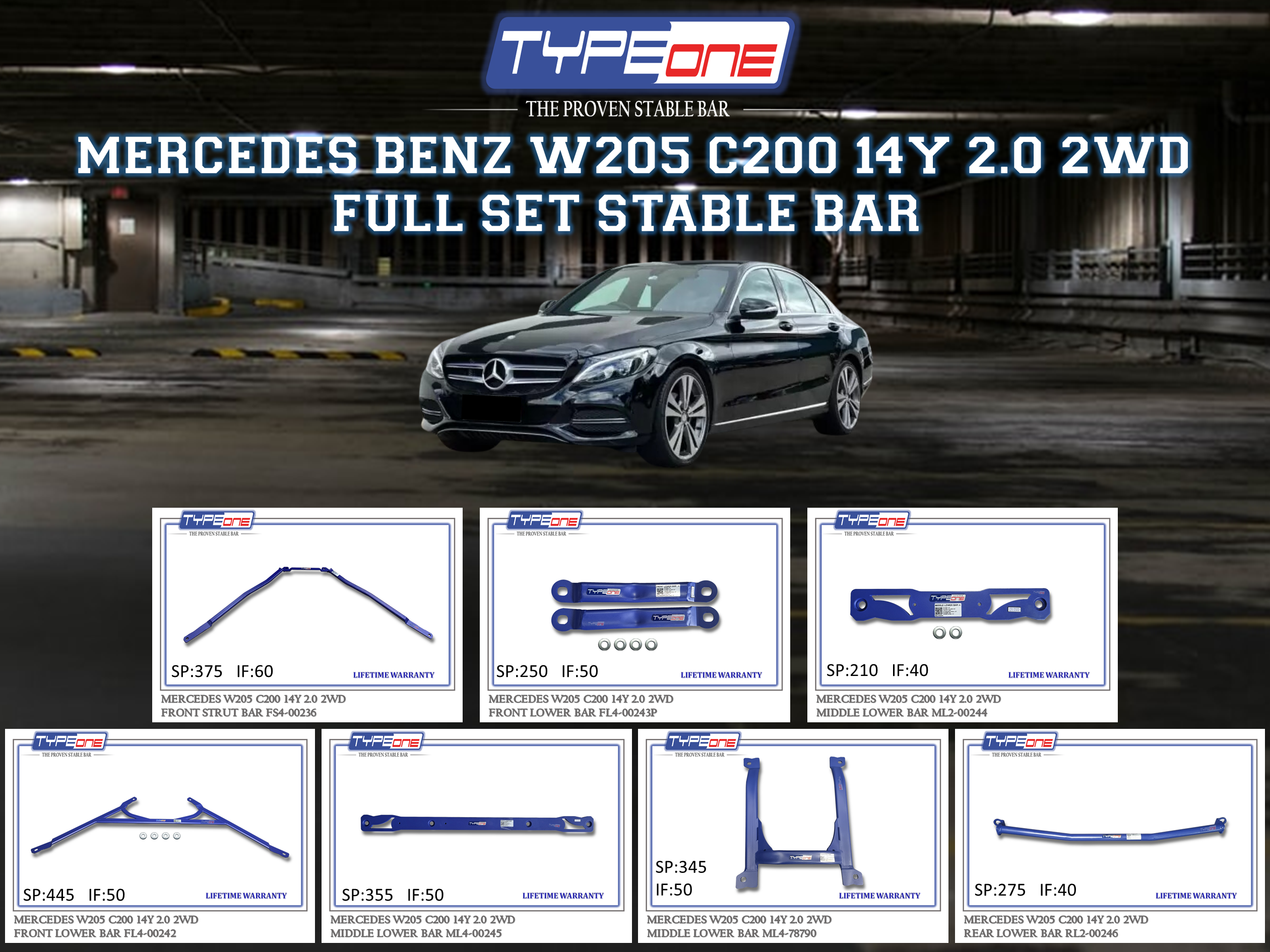 (TYPEONE) MERCEDES BENZ W205 C200 14Y 2.0 2WD