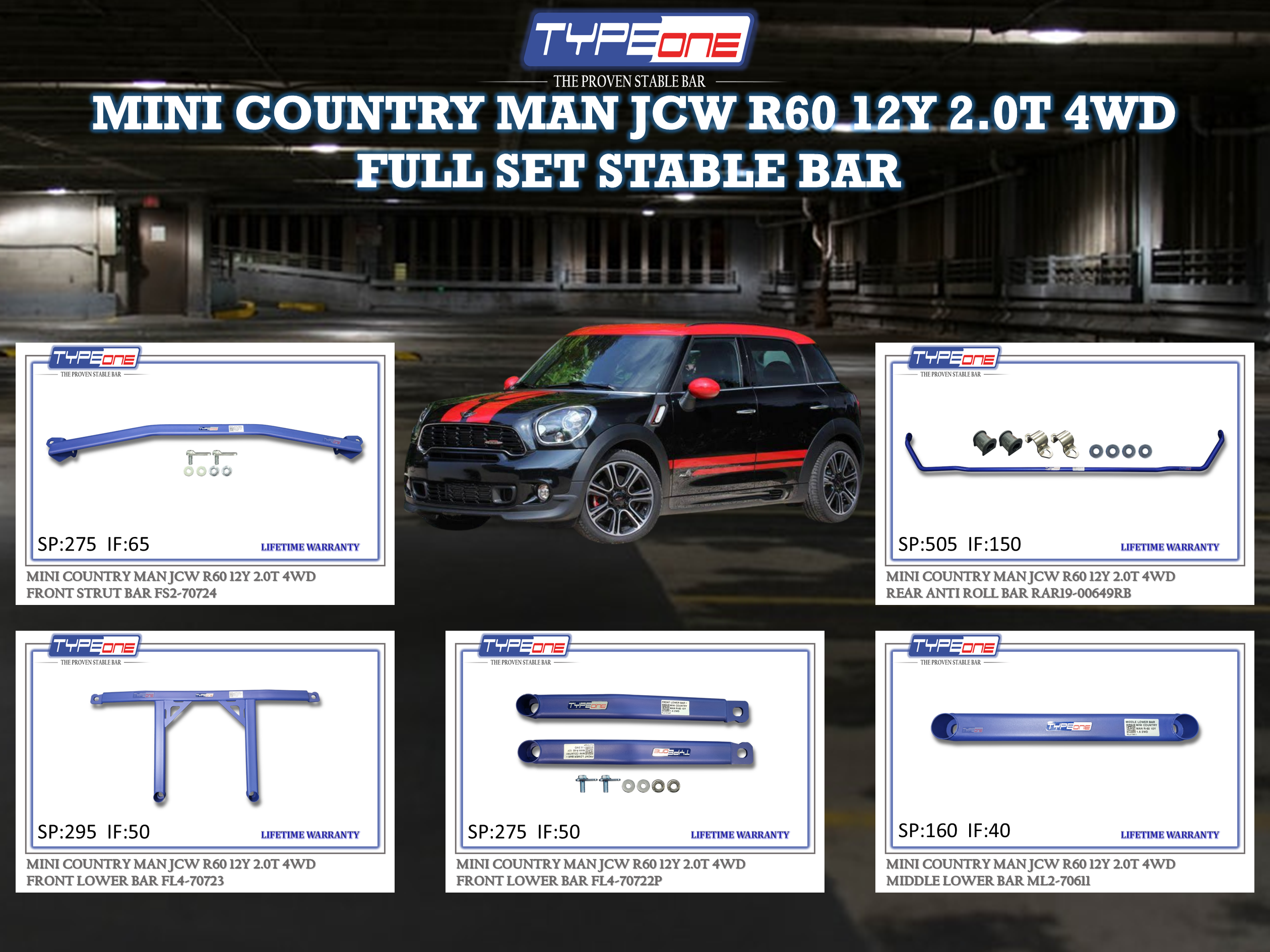 (TYPEONE) MINI COOPER COUNTRY MAN JCW R60 12Y 2.0T 4WD