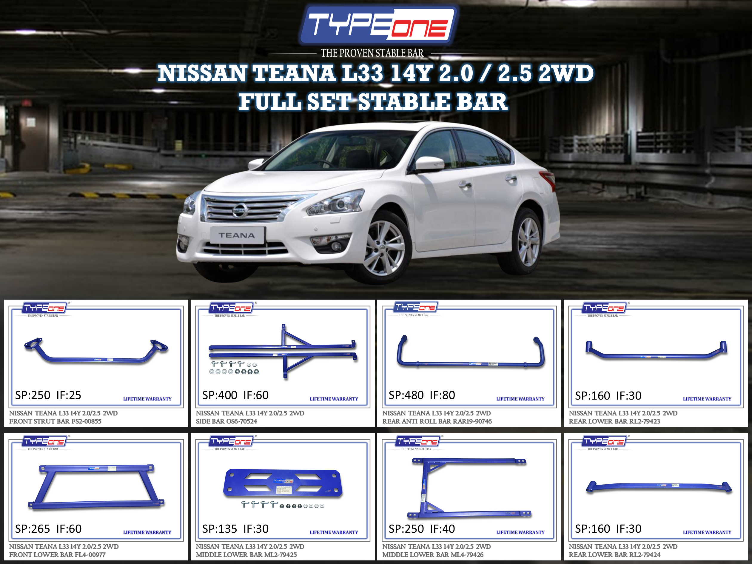 (TYPEONE) NISSAN TEANA L33 14Y 2.0 OR 2.5 2WD