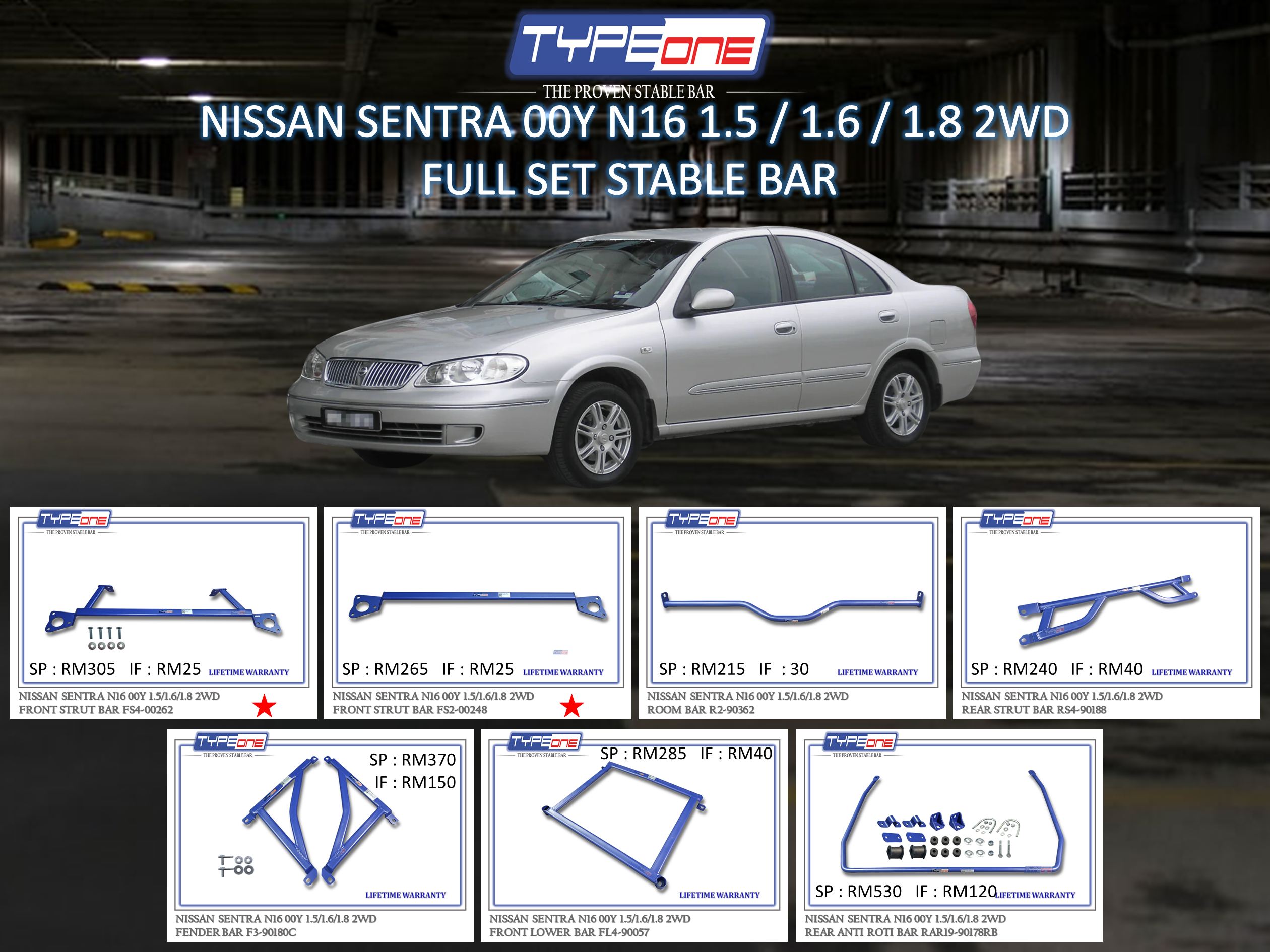(TYPEONE) NISSAN SENTRA N16 00Y