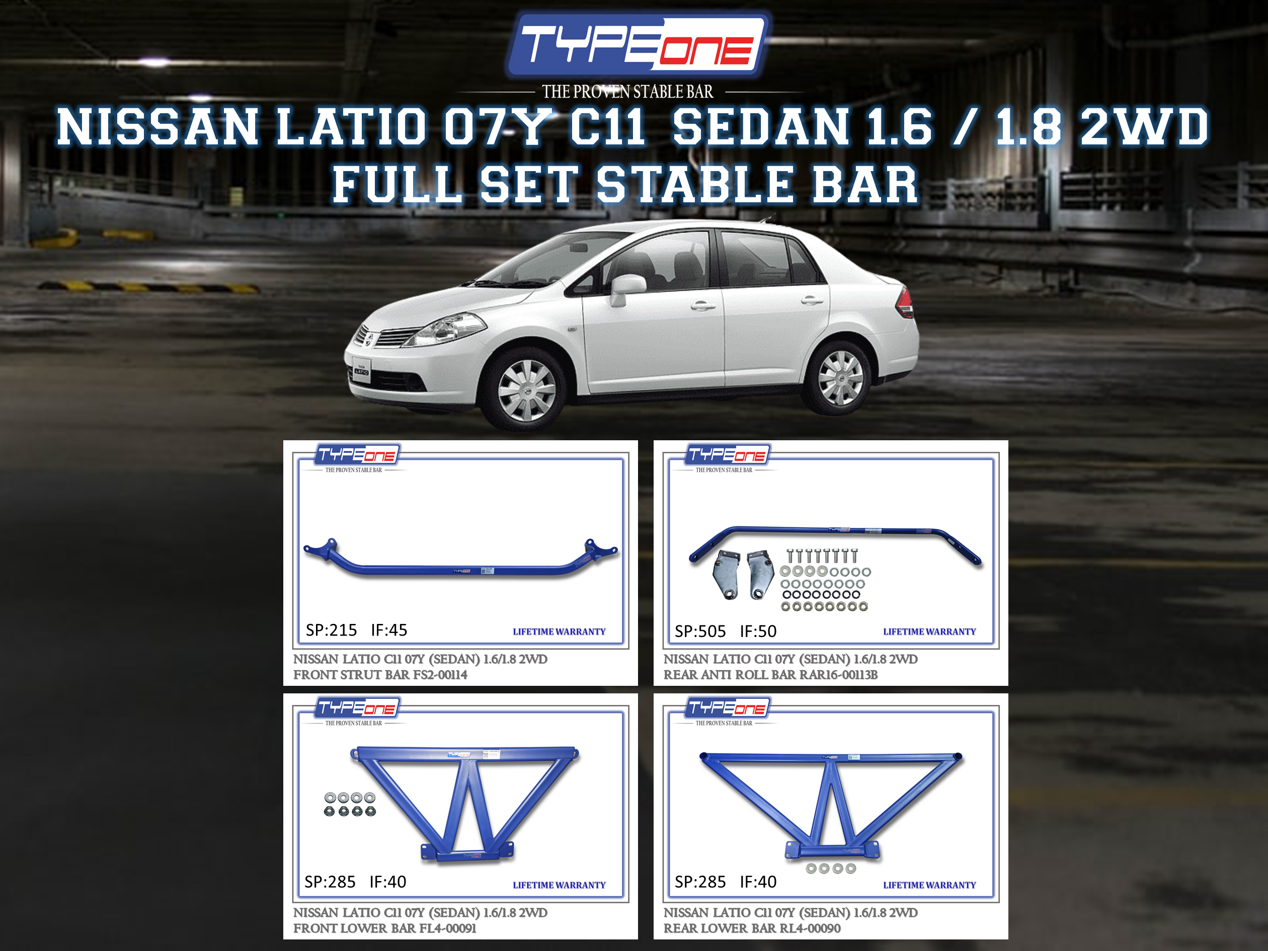(TYPEONE) NISSAN LATIO 07Y C11 (SEDAN) 1.6 OR 1.8 2WD