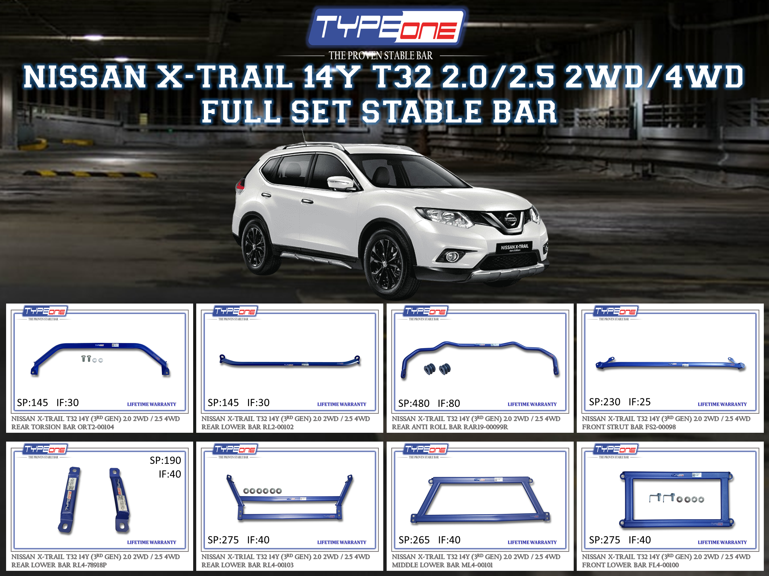 (TYPEONE) NISSAN X-TRAIL 14Y (3rd Gen) T32 2.0-2.5 2WD-4WD