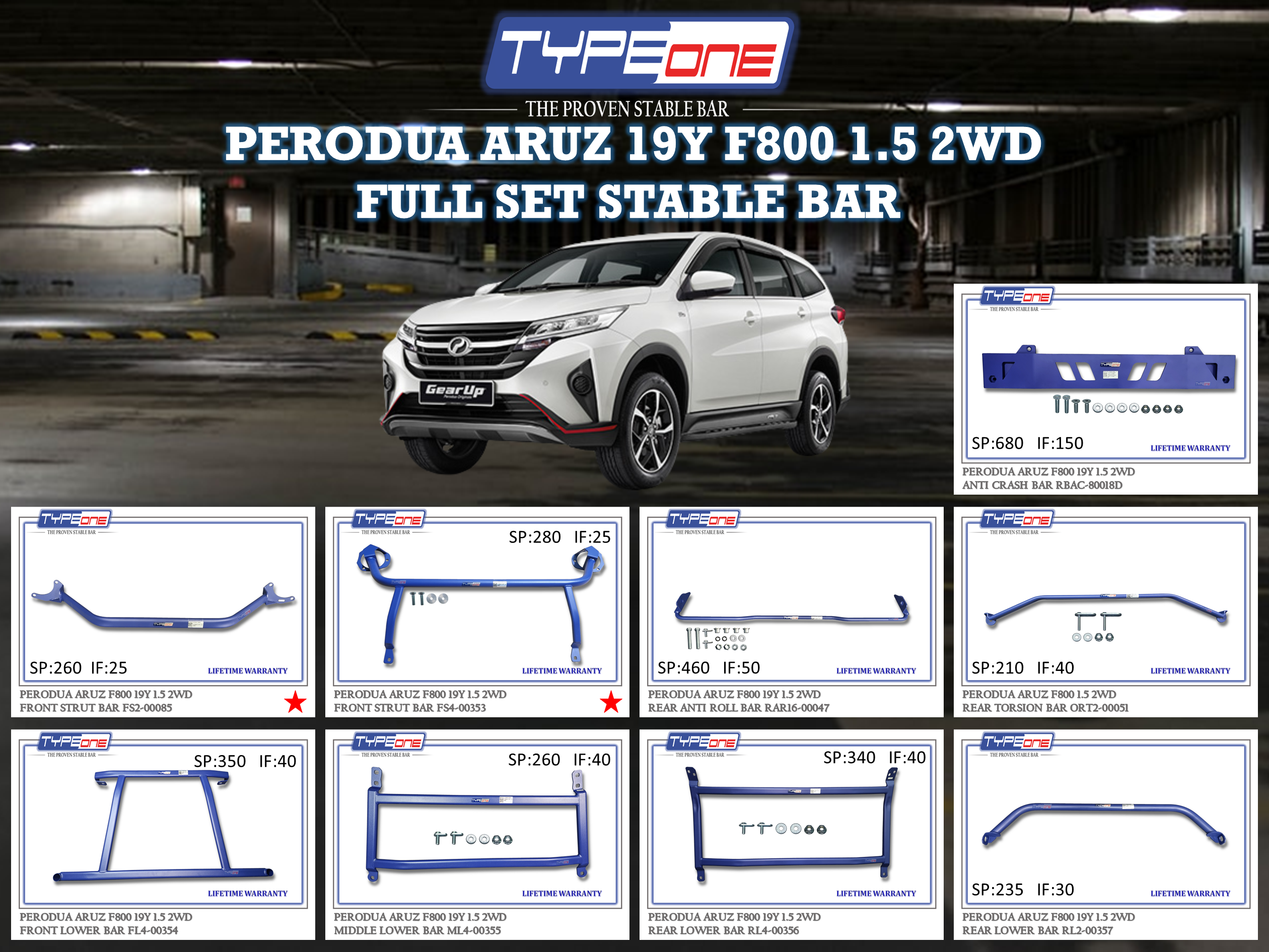 (TYPEONE) PERODUA ARUZ 19Y F800 1.5 2WD