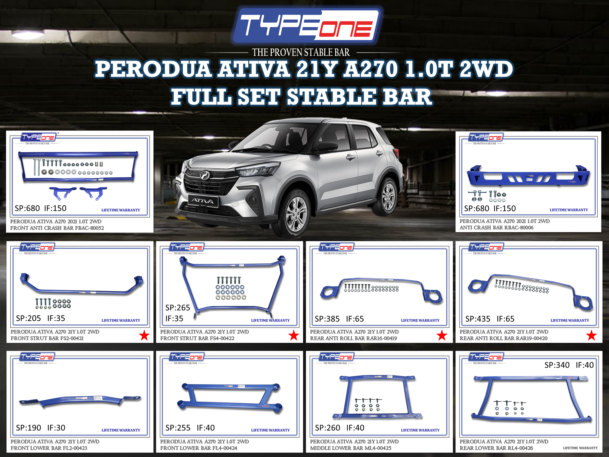 (TYPEONE) PERODUA ATIVA 21Y A270 1.0T 2WD