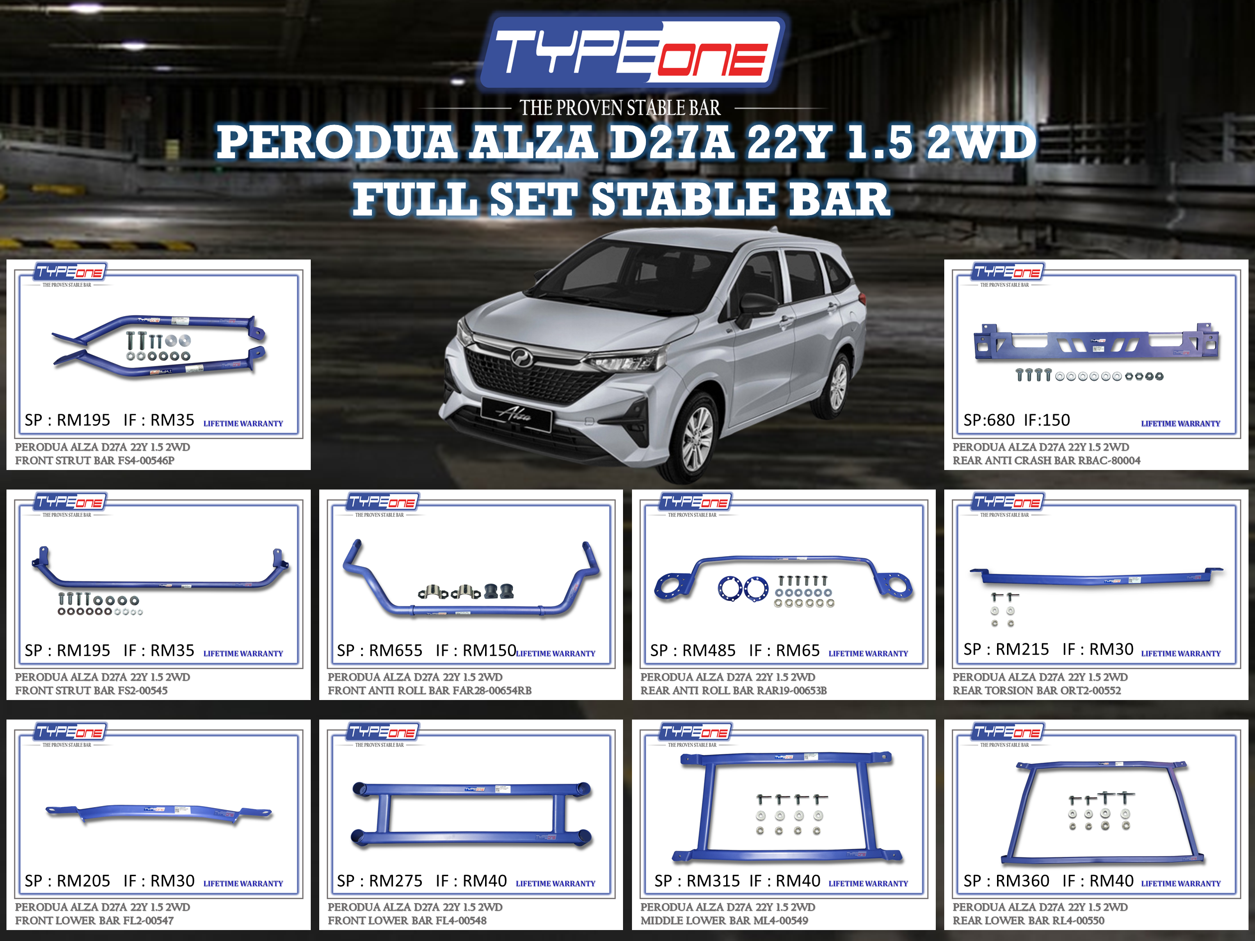 (TYPEONE) PERODUA ALZA 22Y D27A 1.5 2WD