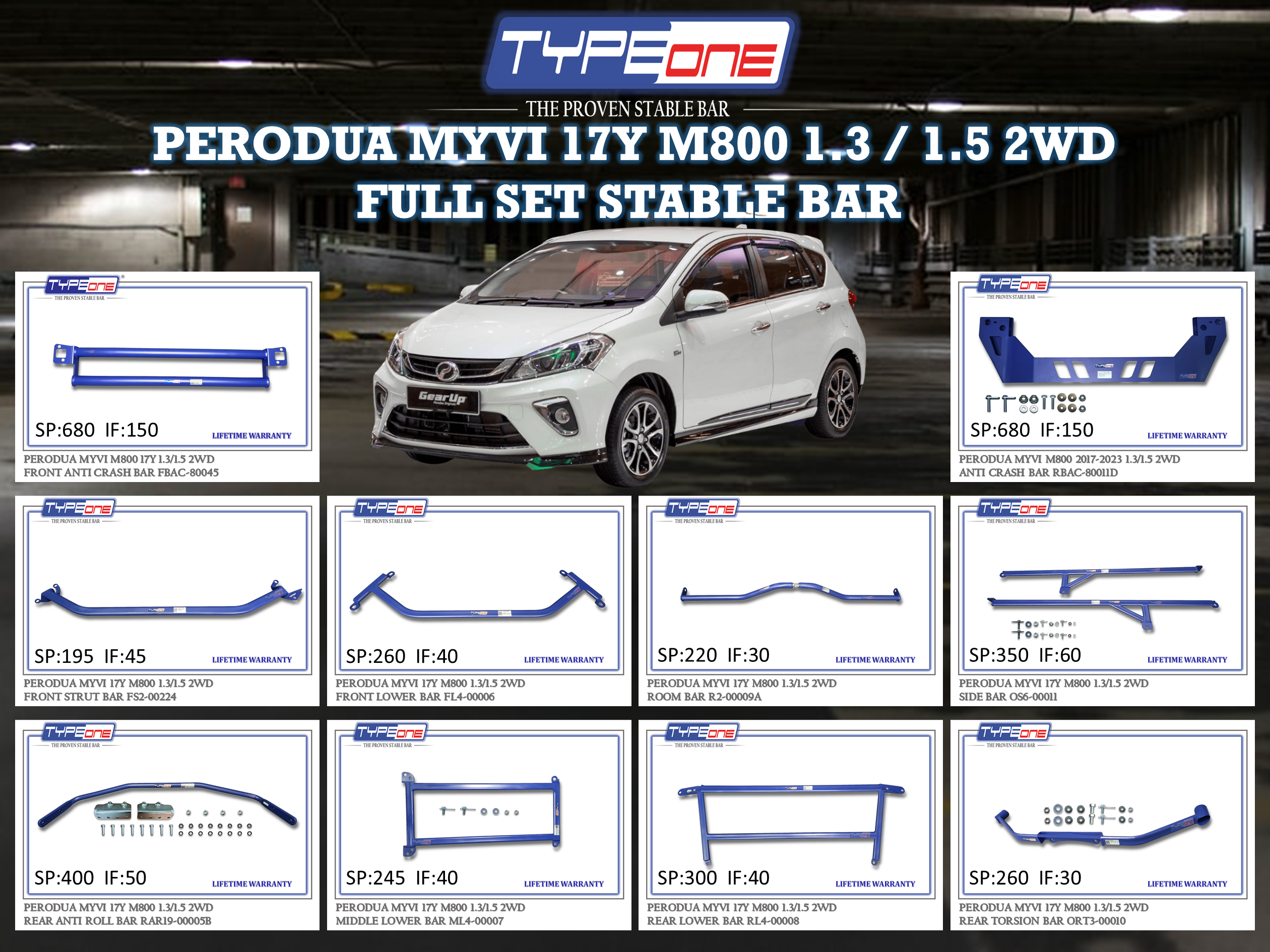 (TYPEONE) PERODUA MYVI 17Y M800 1.5 2WD