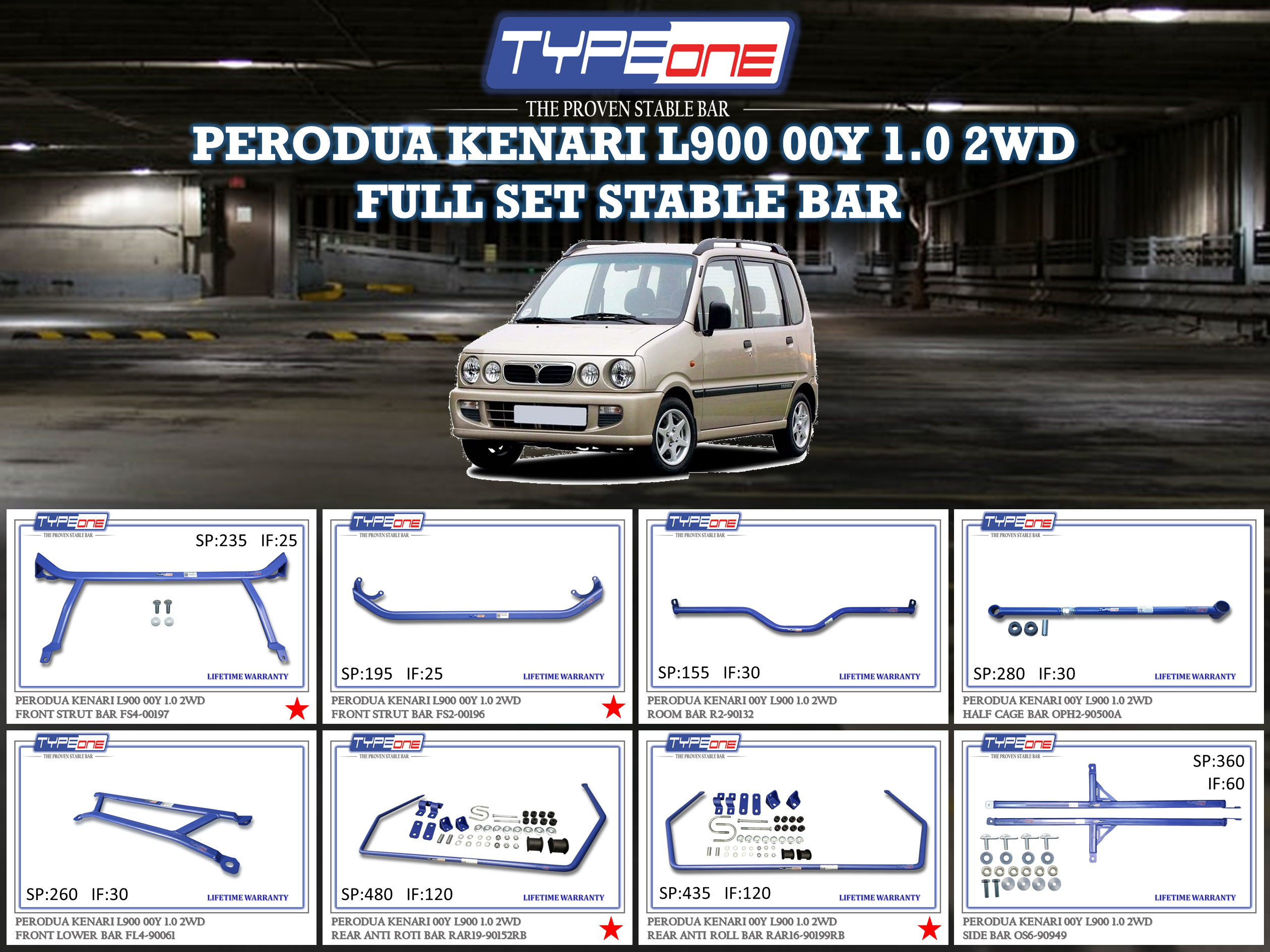(TYPEONE) PERODUA KENARI L900 00Y 1.0 2WD