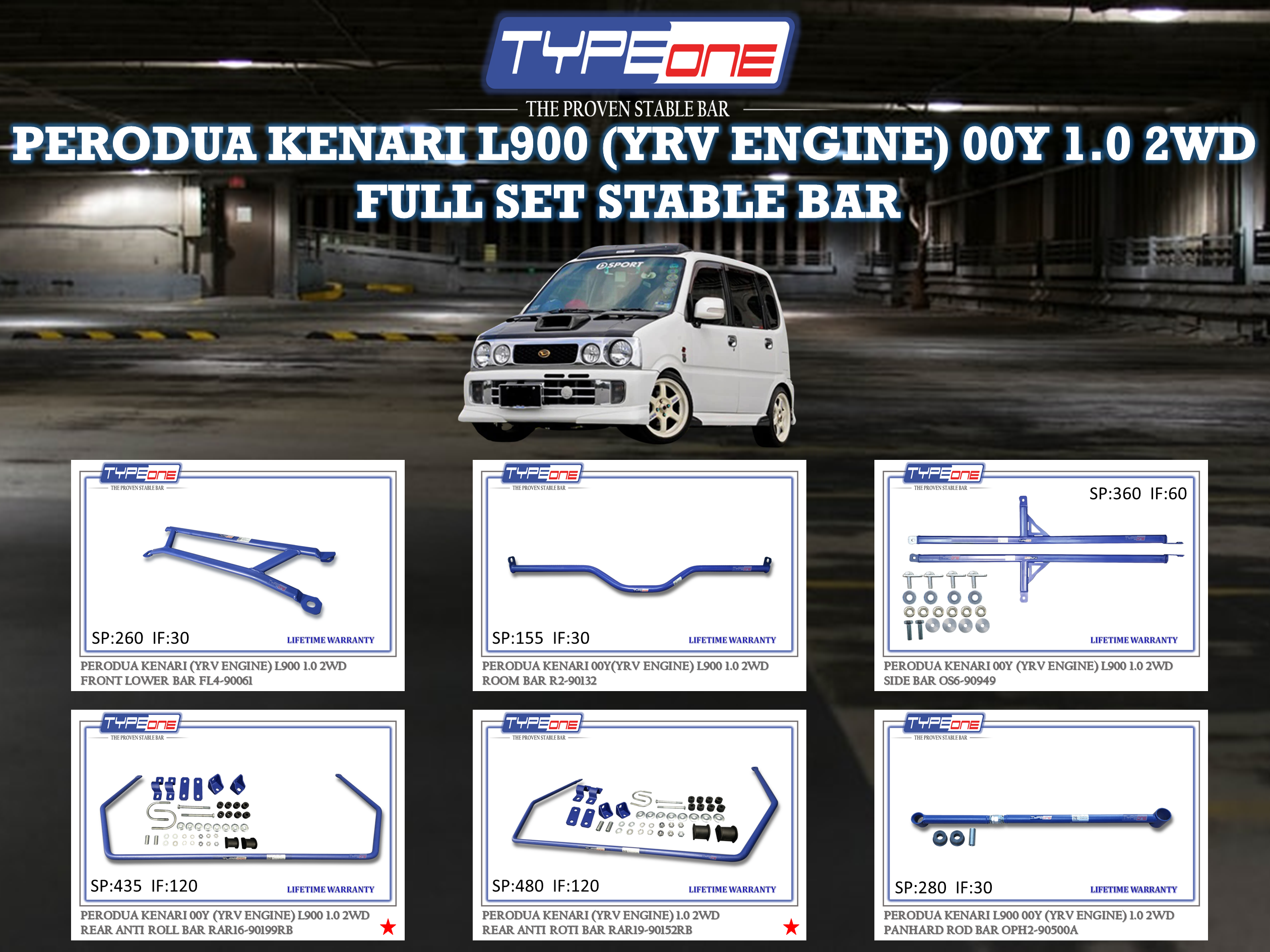 (TYPEONE) PERODUA KENARI L900 (YRV ENGINE) 00Y 1.0 2WD