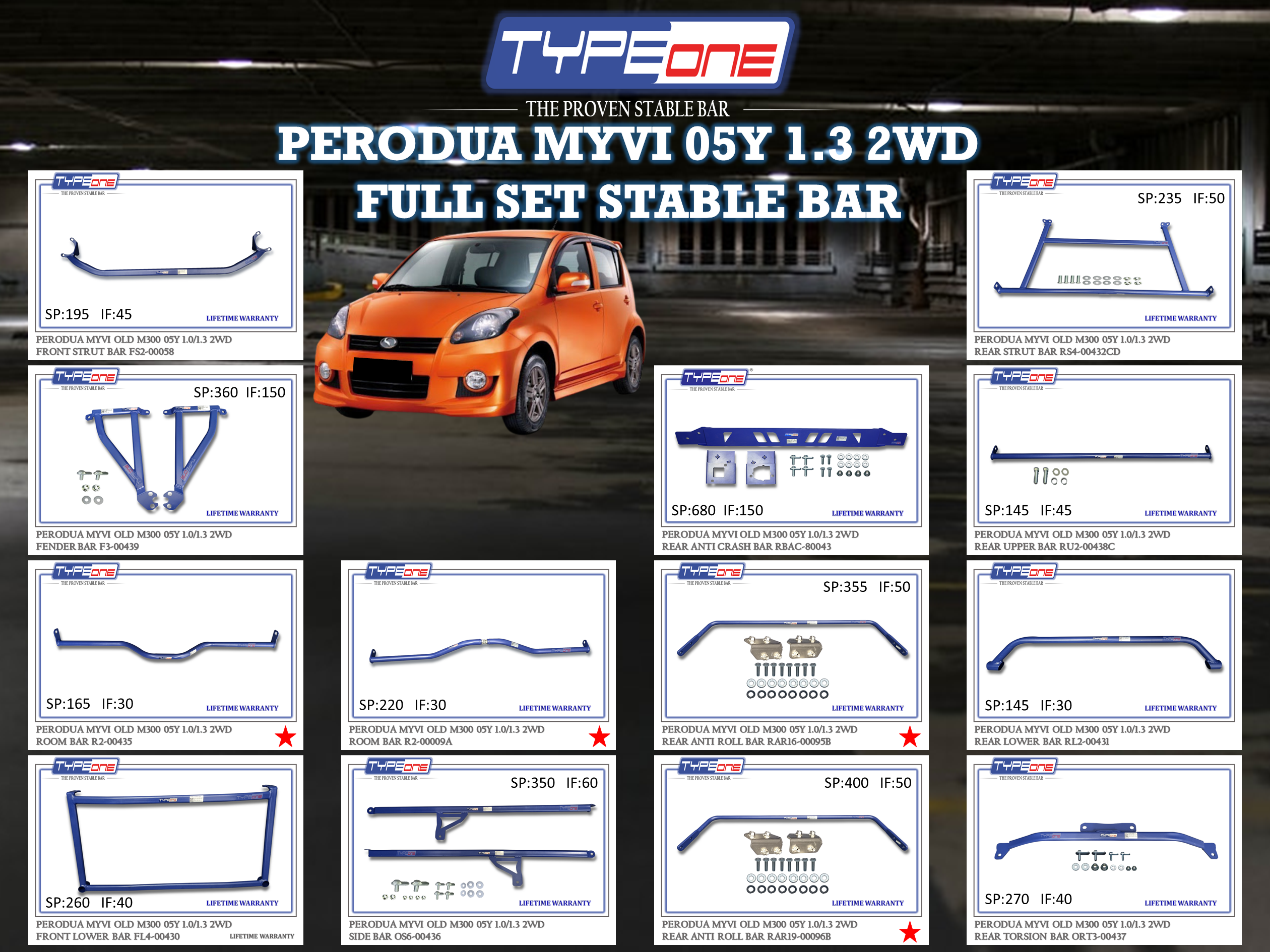 (TYPEONE) PERODUA MYVI 05Y 1.0 / 1.3 2WD