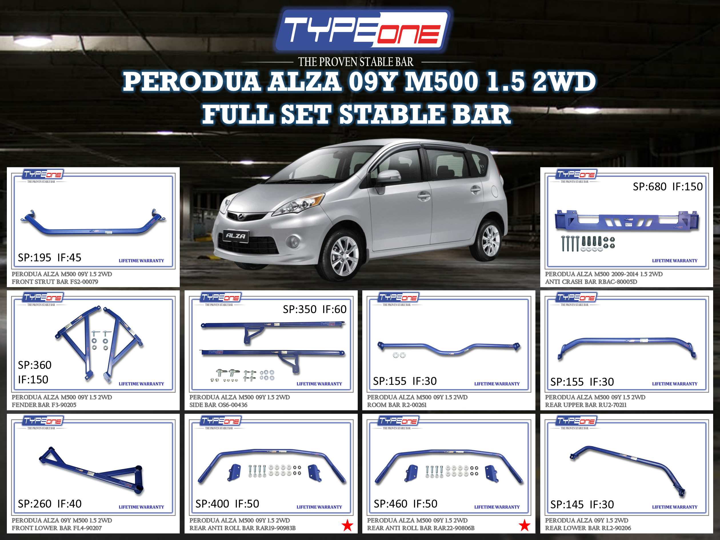 (TYPEONE) PERODUA ALZA 09Y M500 1.5 2WD