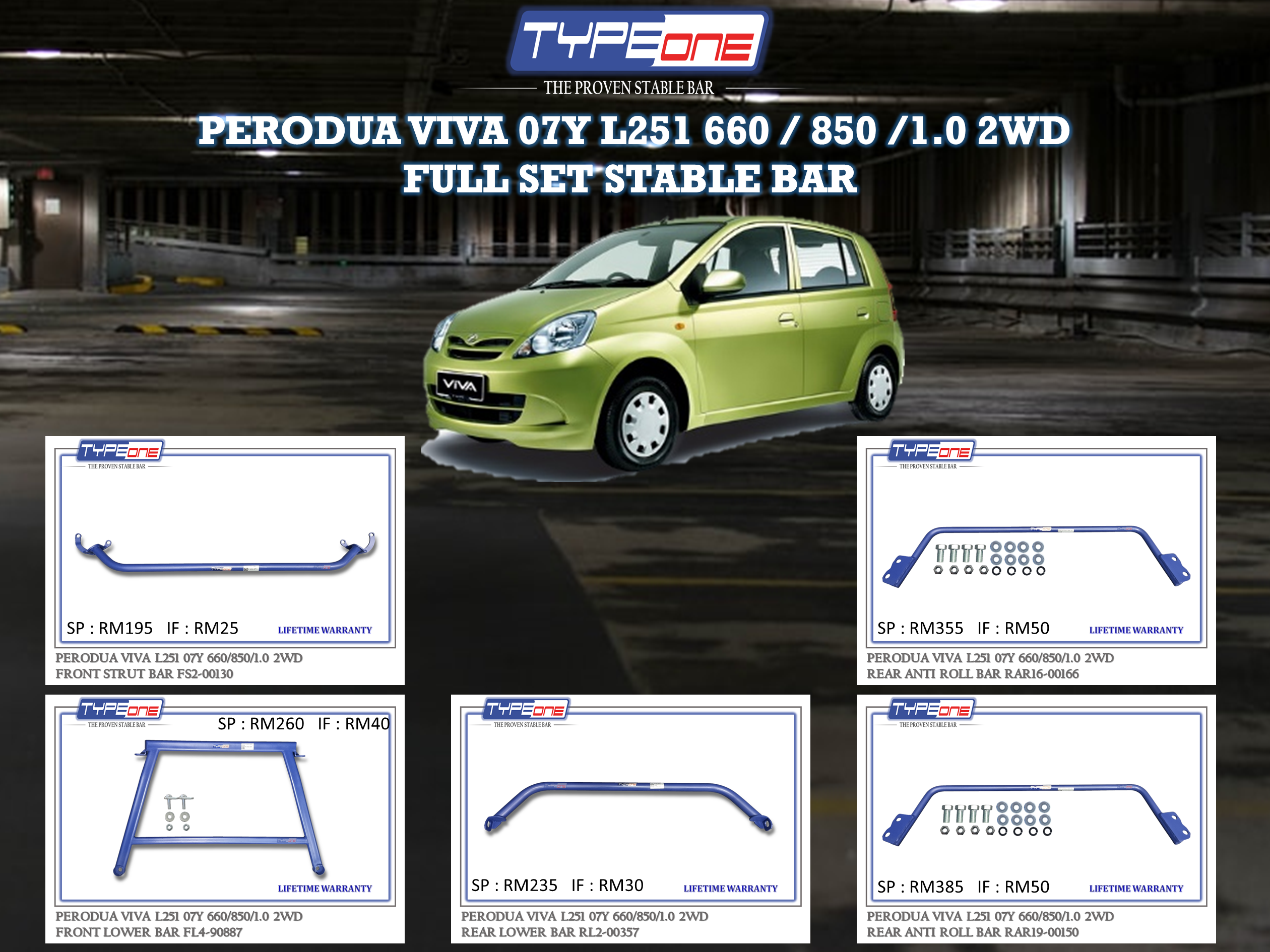 (TYPEONE) PERODUA VIVA 07Y L251 660 OR 850 1.0 2WD