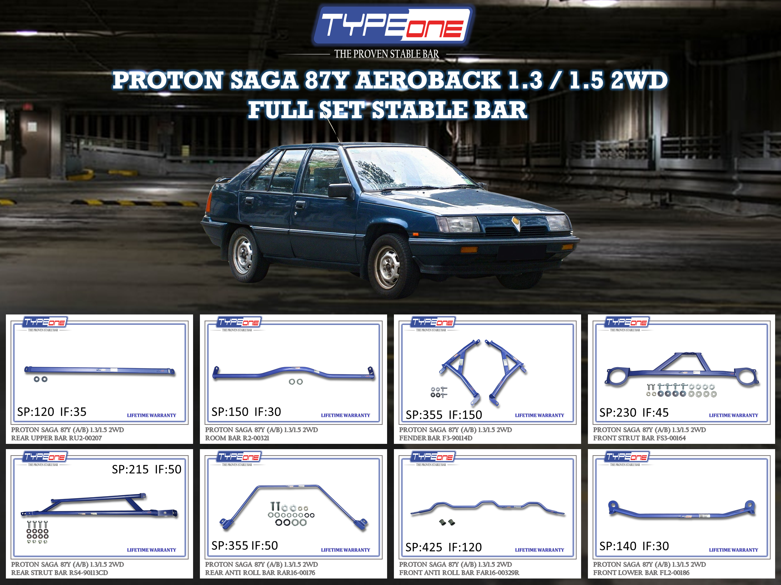 (TYPEONE) PROTON SAGA 87Y AEROBACK 1.3 & 1.5 2WD