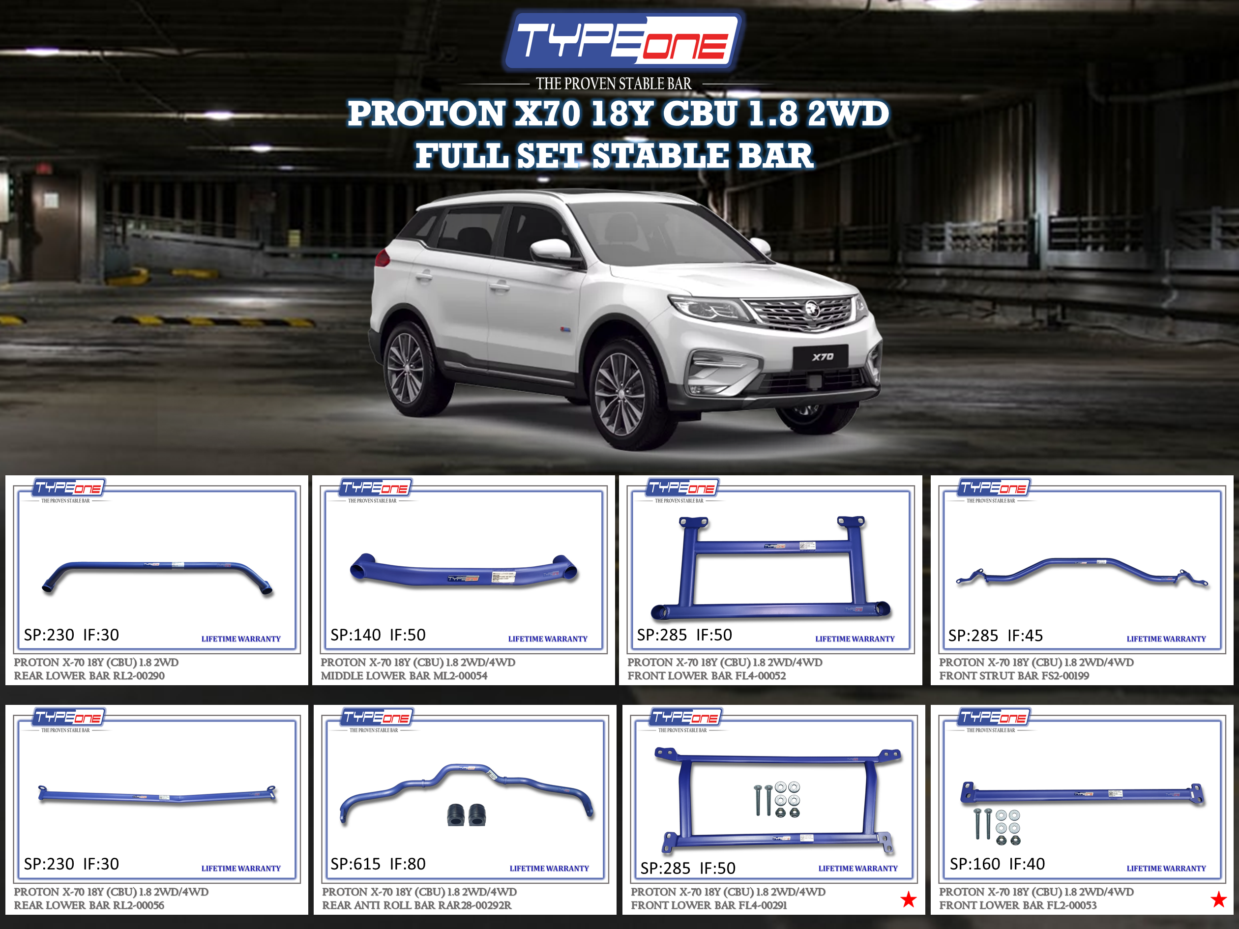 (TYPEONE) PROTON X70 18Y CBU 1.8 2WD / 4WD