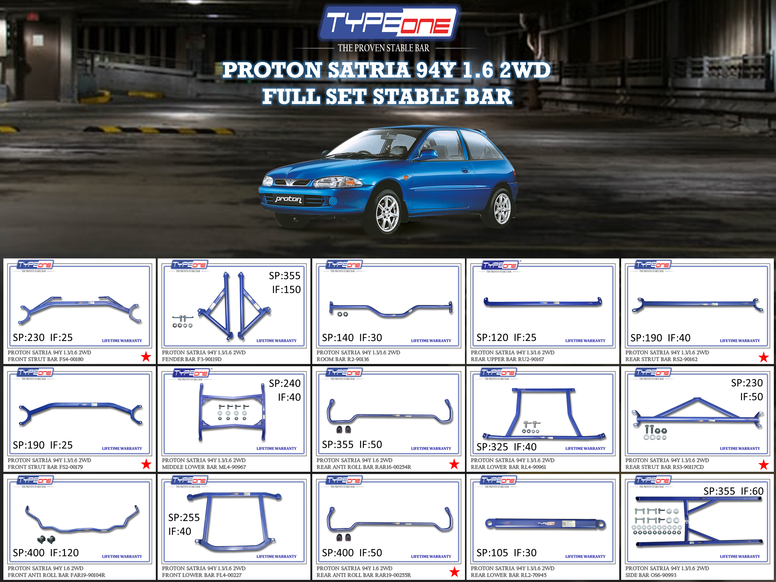 (TYPEONE) PROTON SATRIA 94Y 1.6 2WD