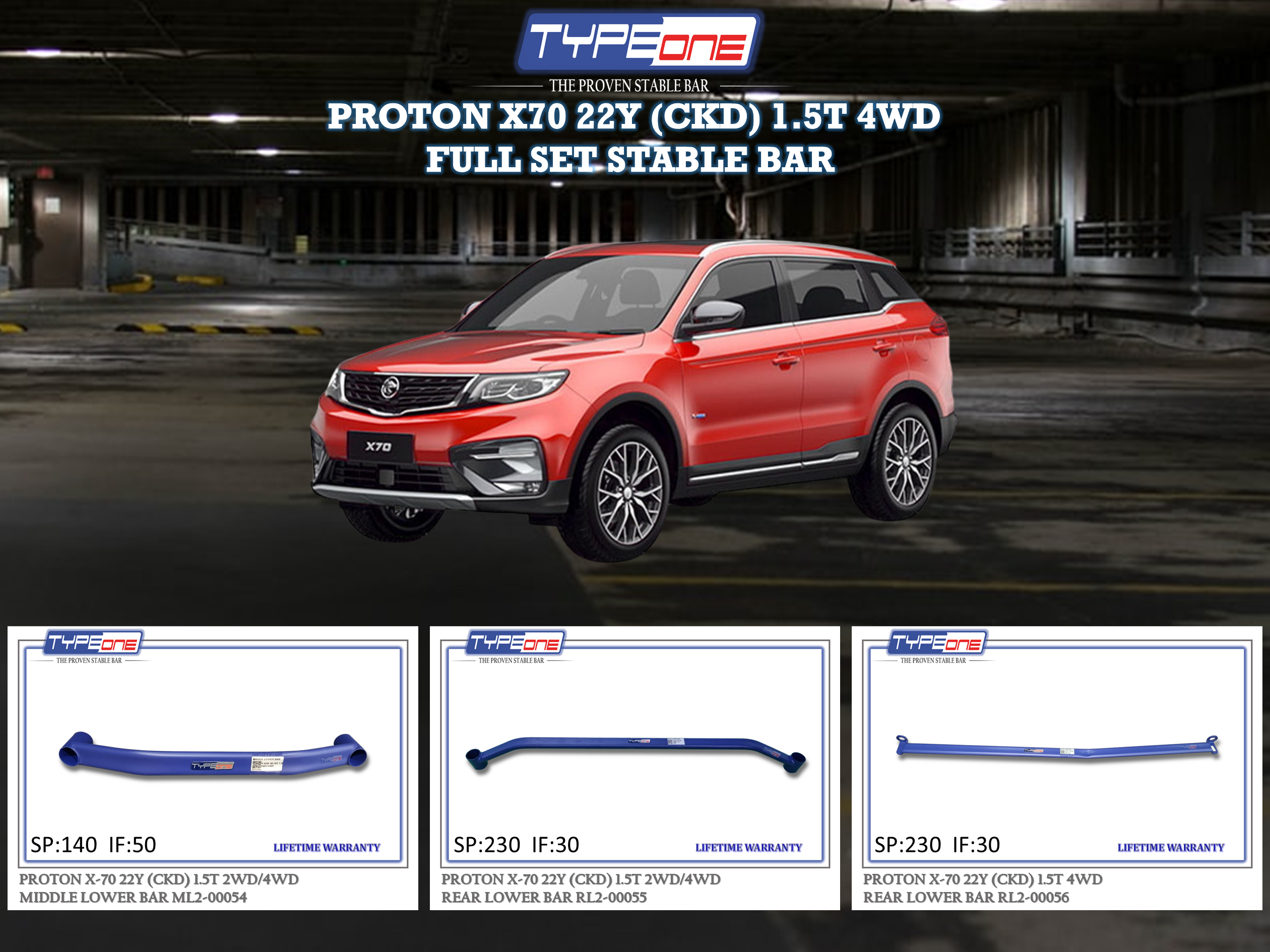 (TYPEONE) PROTON X70 22Y (CKD) 1.5 AWD