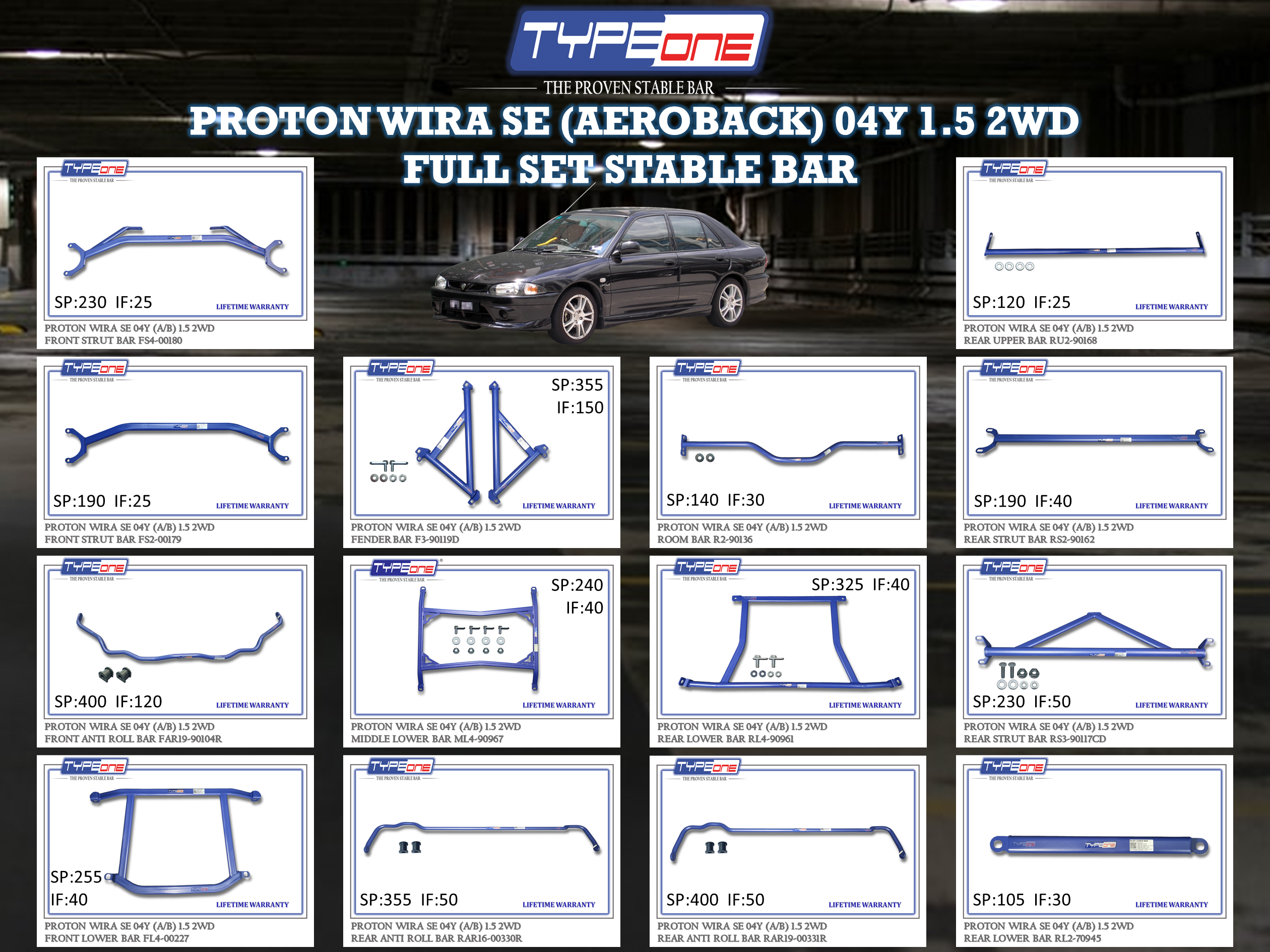 (TYPEONE) PROTON WIRA (AEROBACK) SE 04Y 1.5 2WD