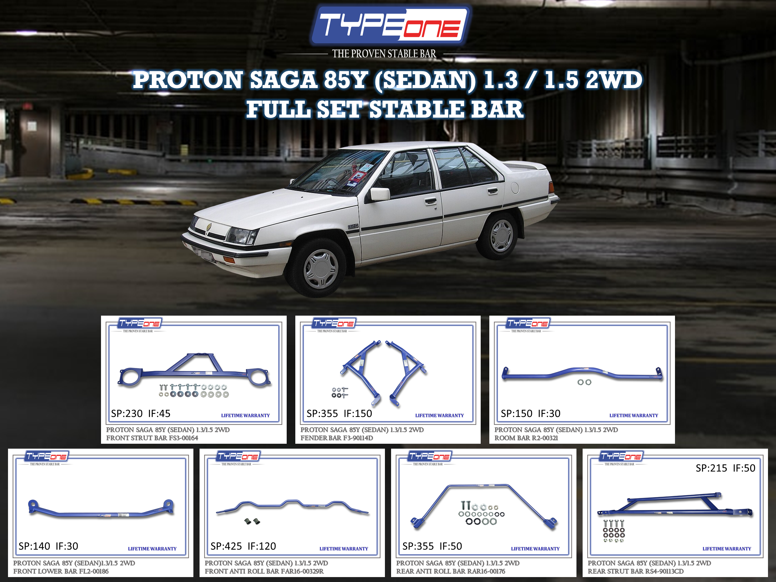 (TYPEONE) PROTON SAGA 85Y (SEDAN) 1.3 & 1.5 2WD