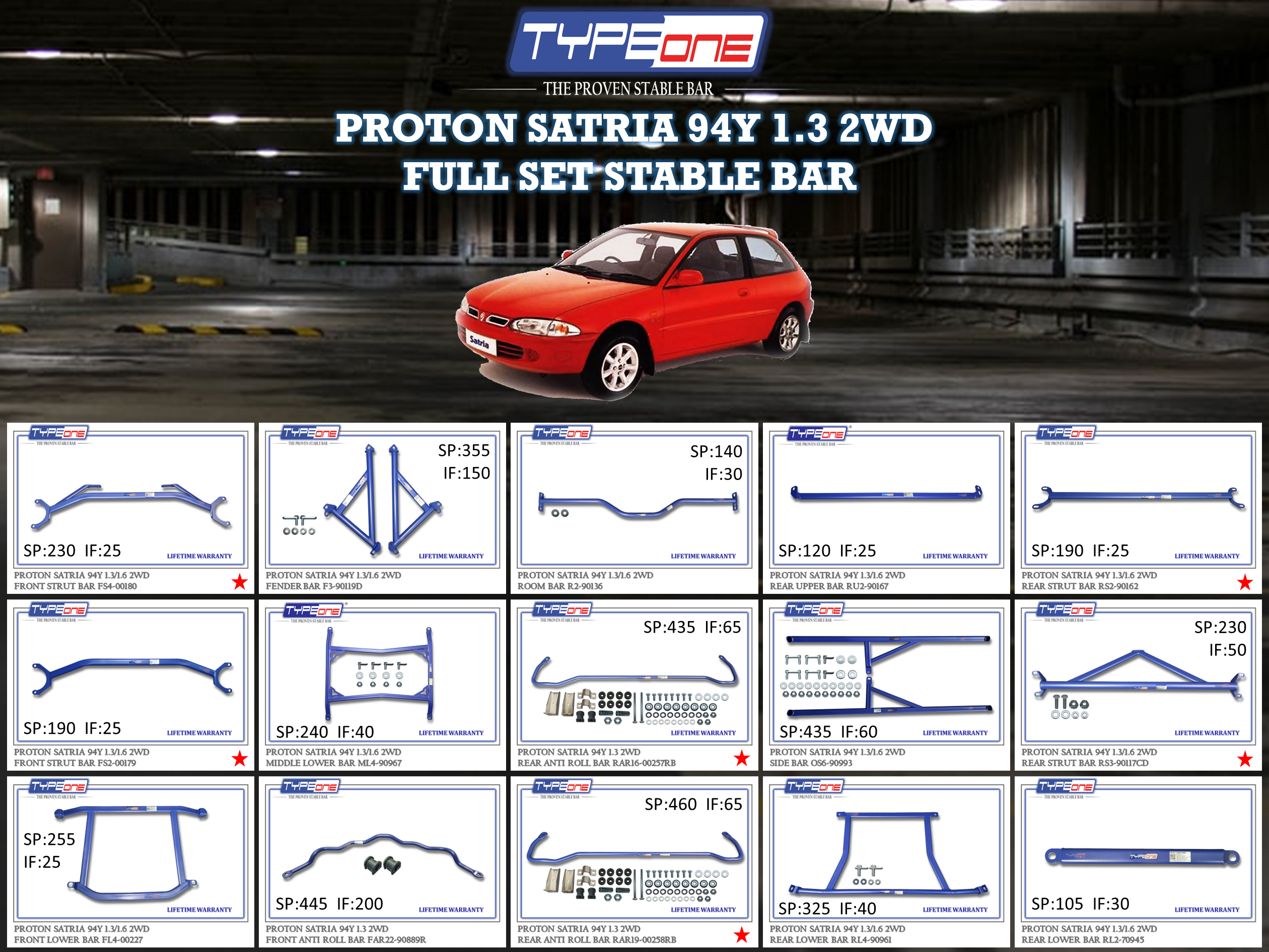 (TYPEONE) PROTON SATRIA 94Y 1.3 2WD