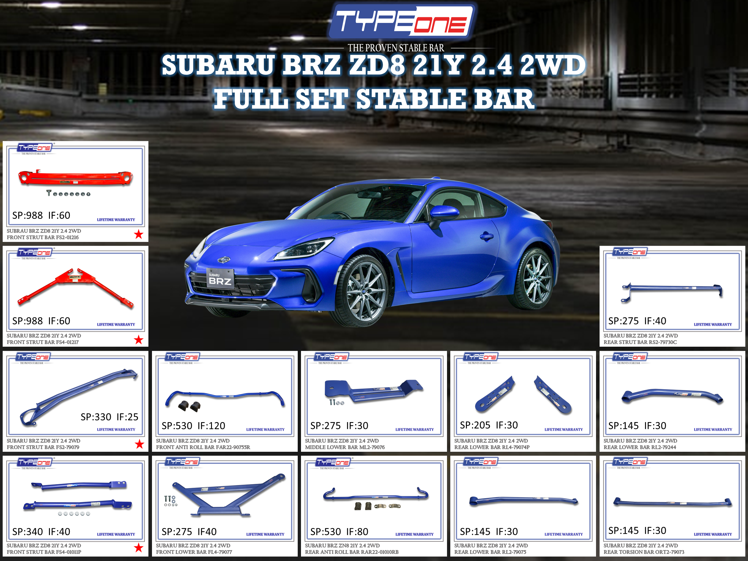 (TYPEONE) SUBARU BRZ ZD8 21Y 2.4 2WD