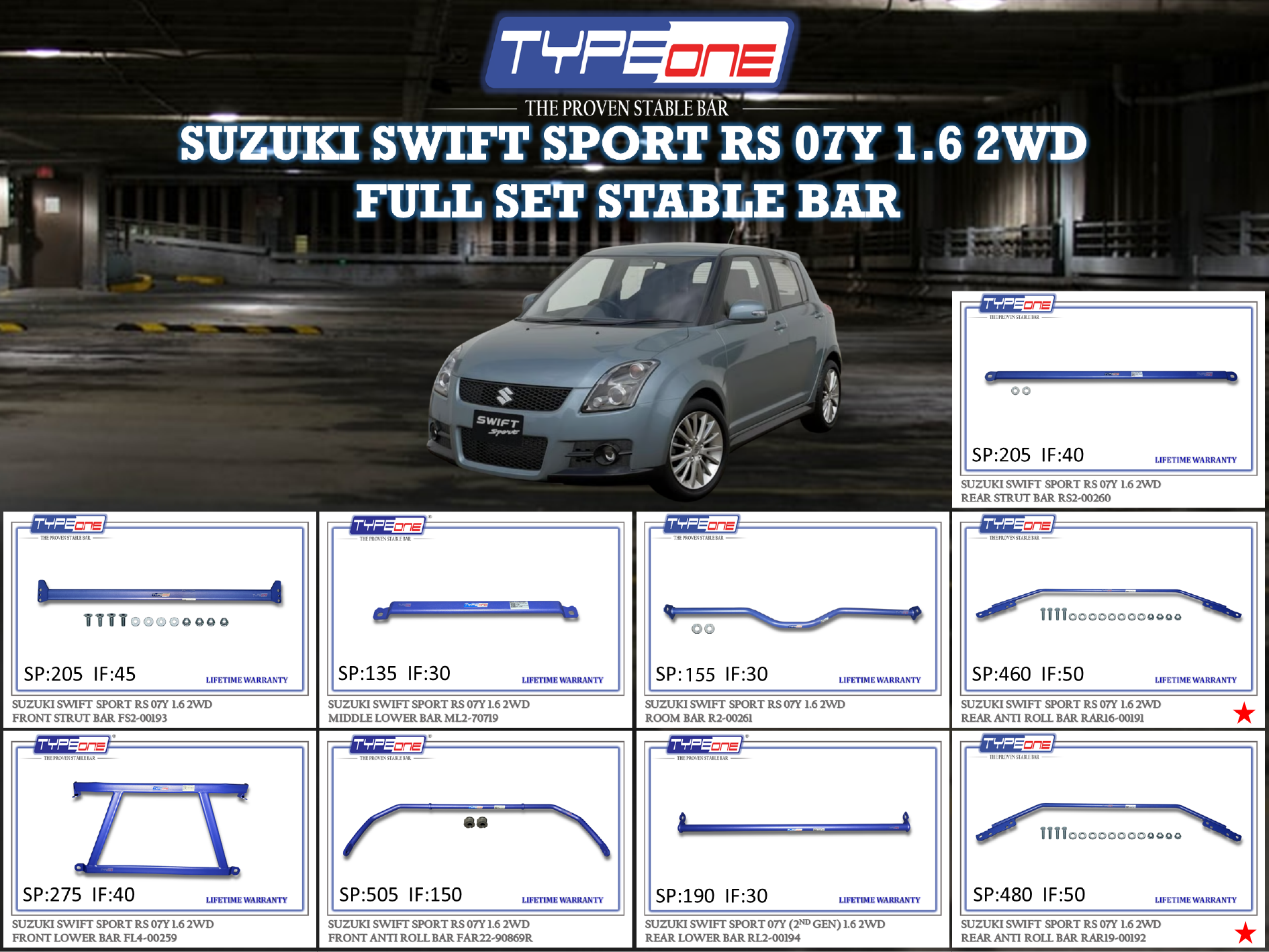 (TYPEONE) SUZUKI SWIFT SPORT RS 07Y 1.6 2WD