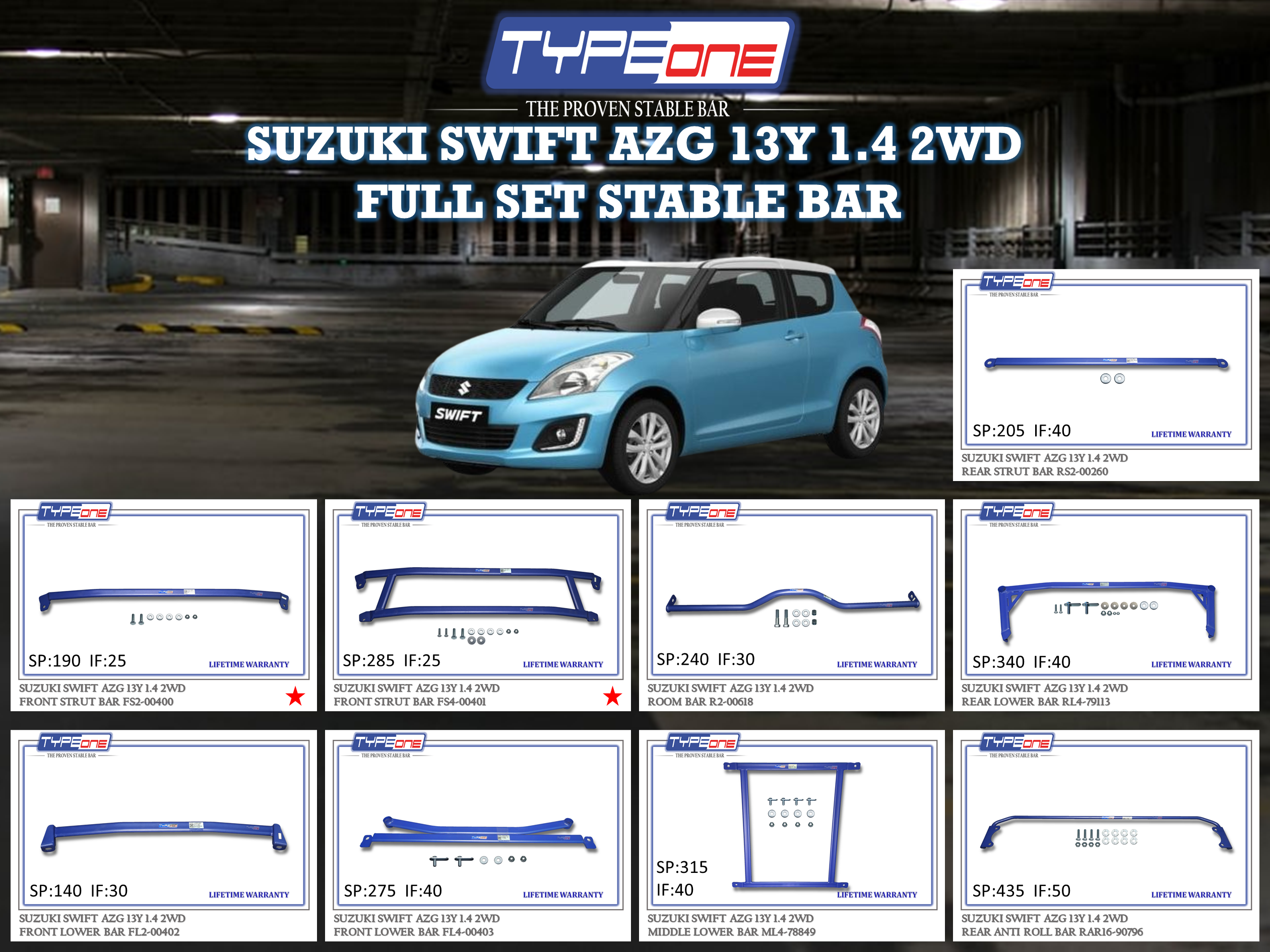 (TYPEONE) SUZUKI SWIFT AZG 13Y 1.4 2WD