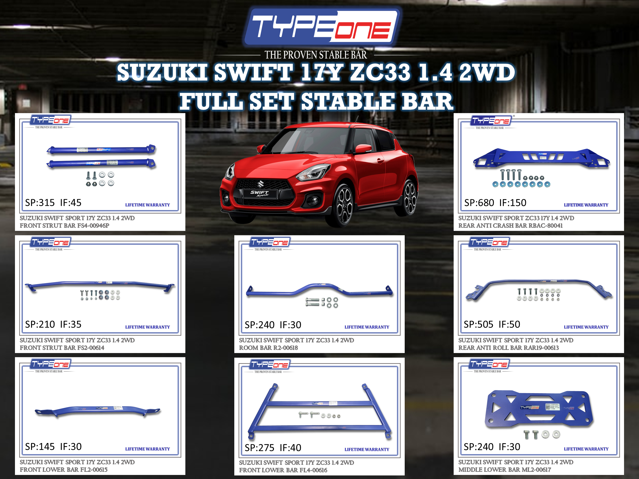 (TYPEONE) SUZUKI SWIFT SPORT 17Y ZC33 1.4 2WD