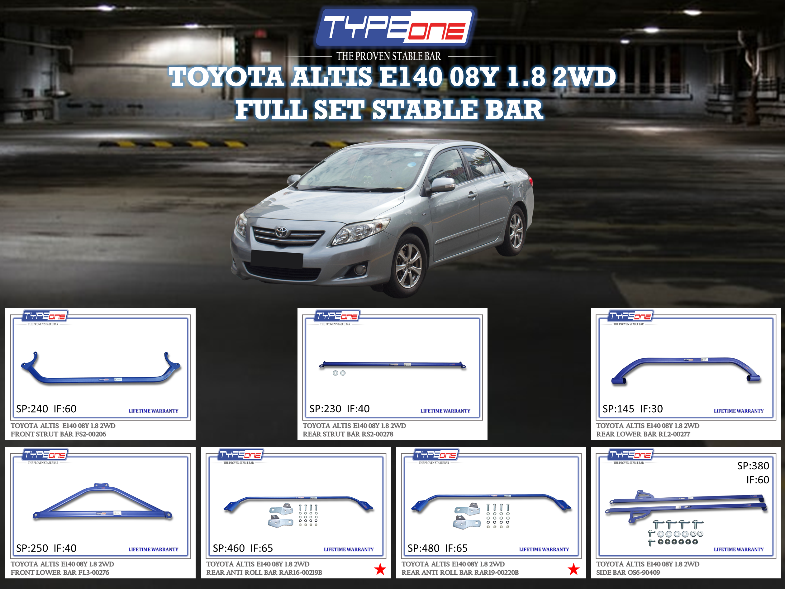 (TYPEONE) TOYOTA ALTIS 08Y E140 1.8 2WD