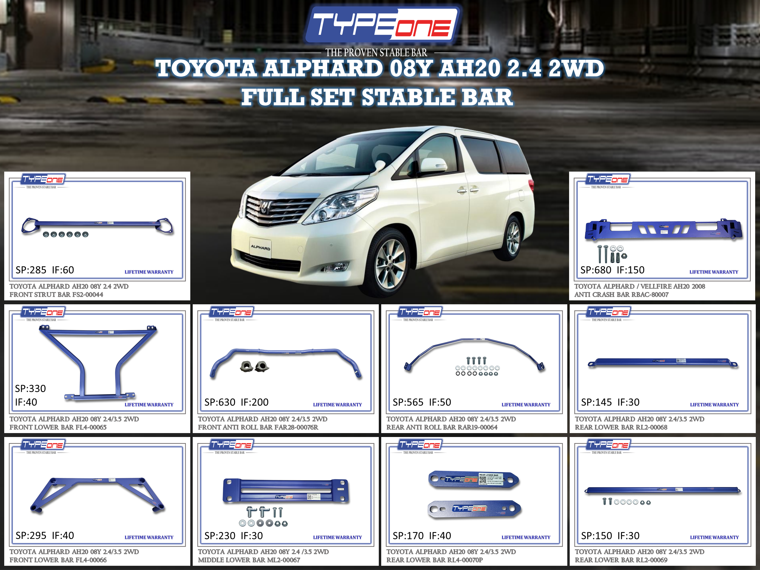 (TYPEONE) TOYOTA ALPHARD 08Y AH20 2.4 OR 3.5 2WD